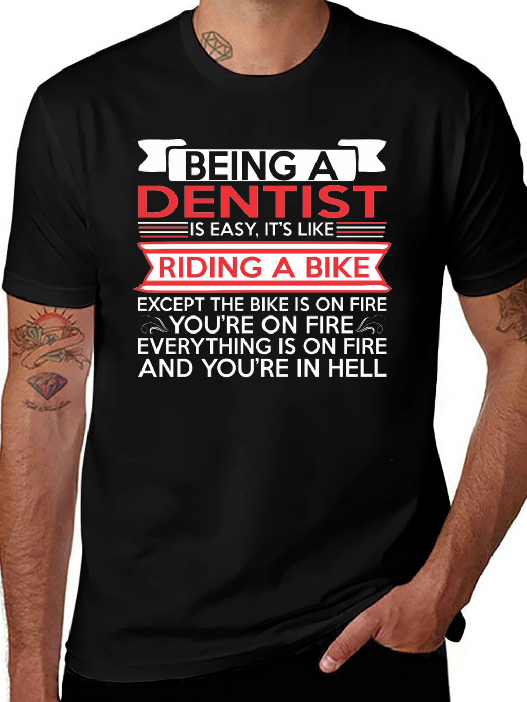 Dentist Bike On Fire Graphic T-Shirt