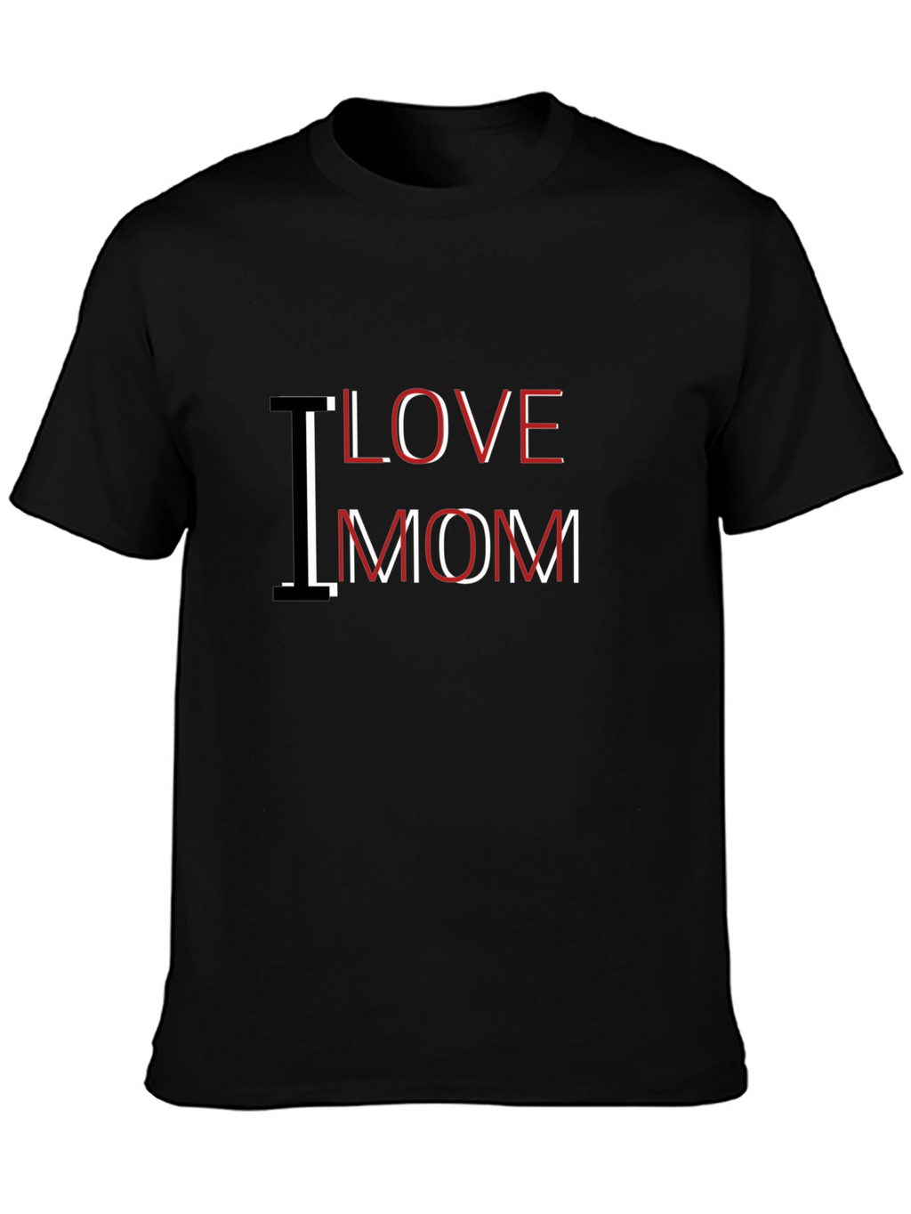 I Love Mom Graphic Black T-Shirt