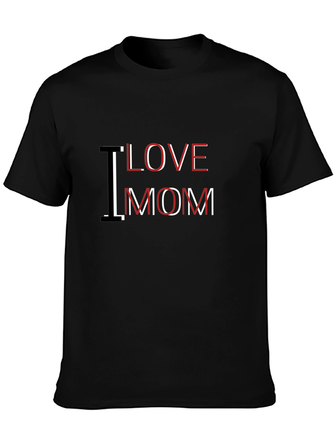 I Love Mom Graphic Black T-Shirt