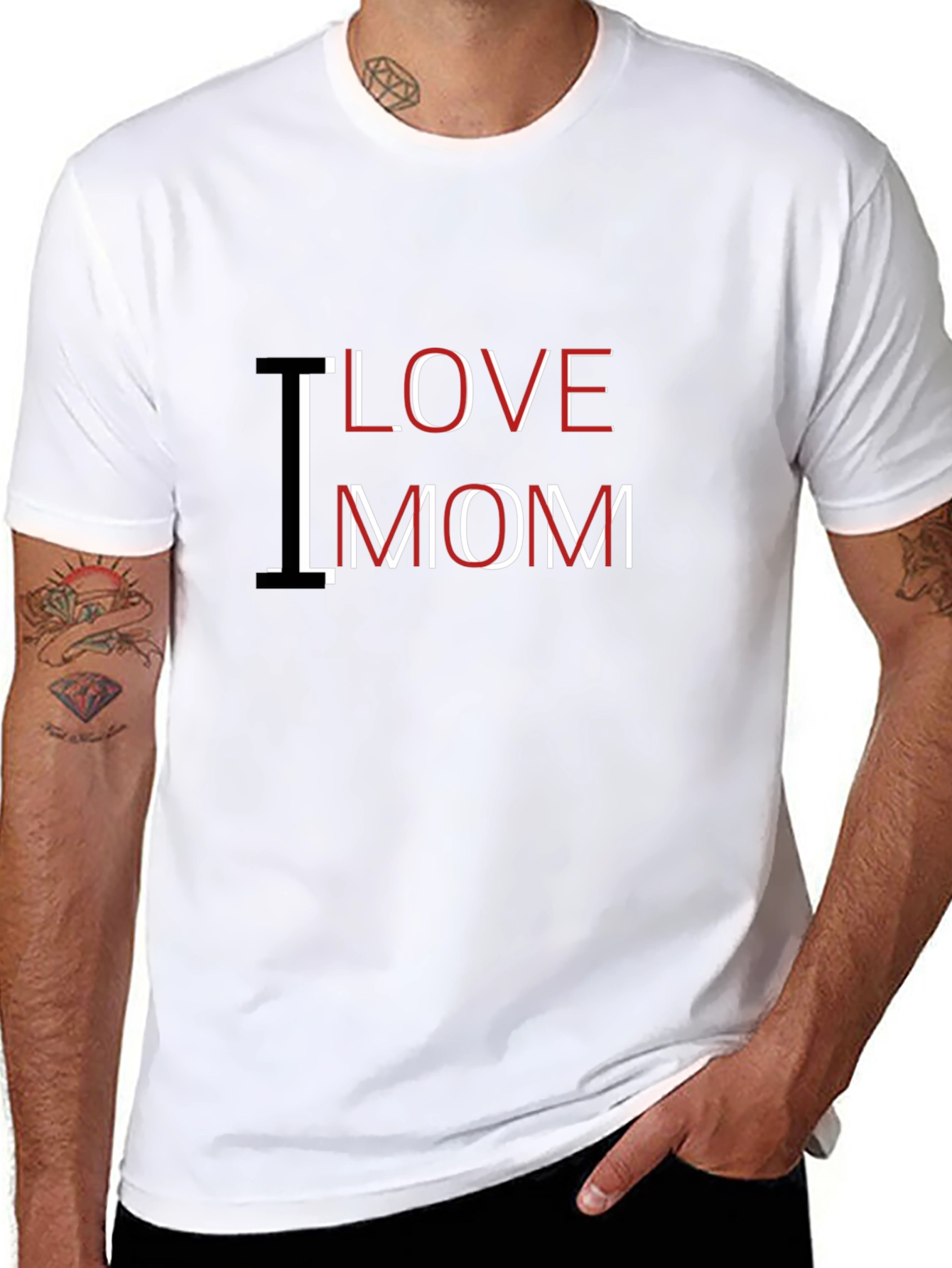 I Love Mom Graphic Black T-Shirt