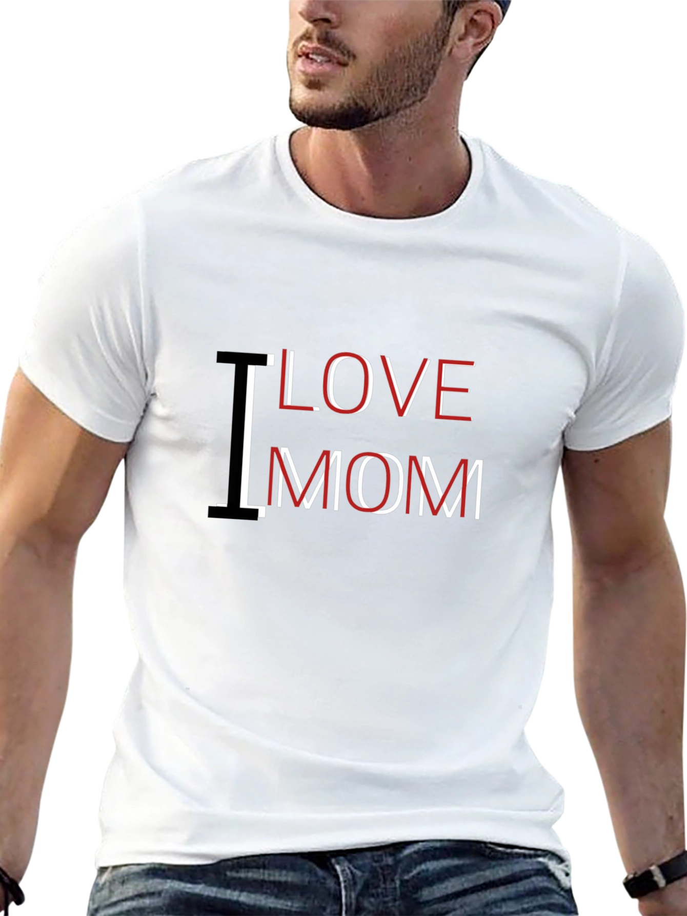 I Love Mom Graphic Black T-Shirt