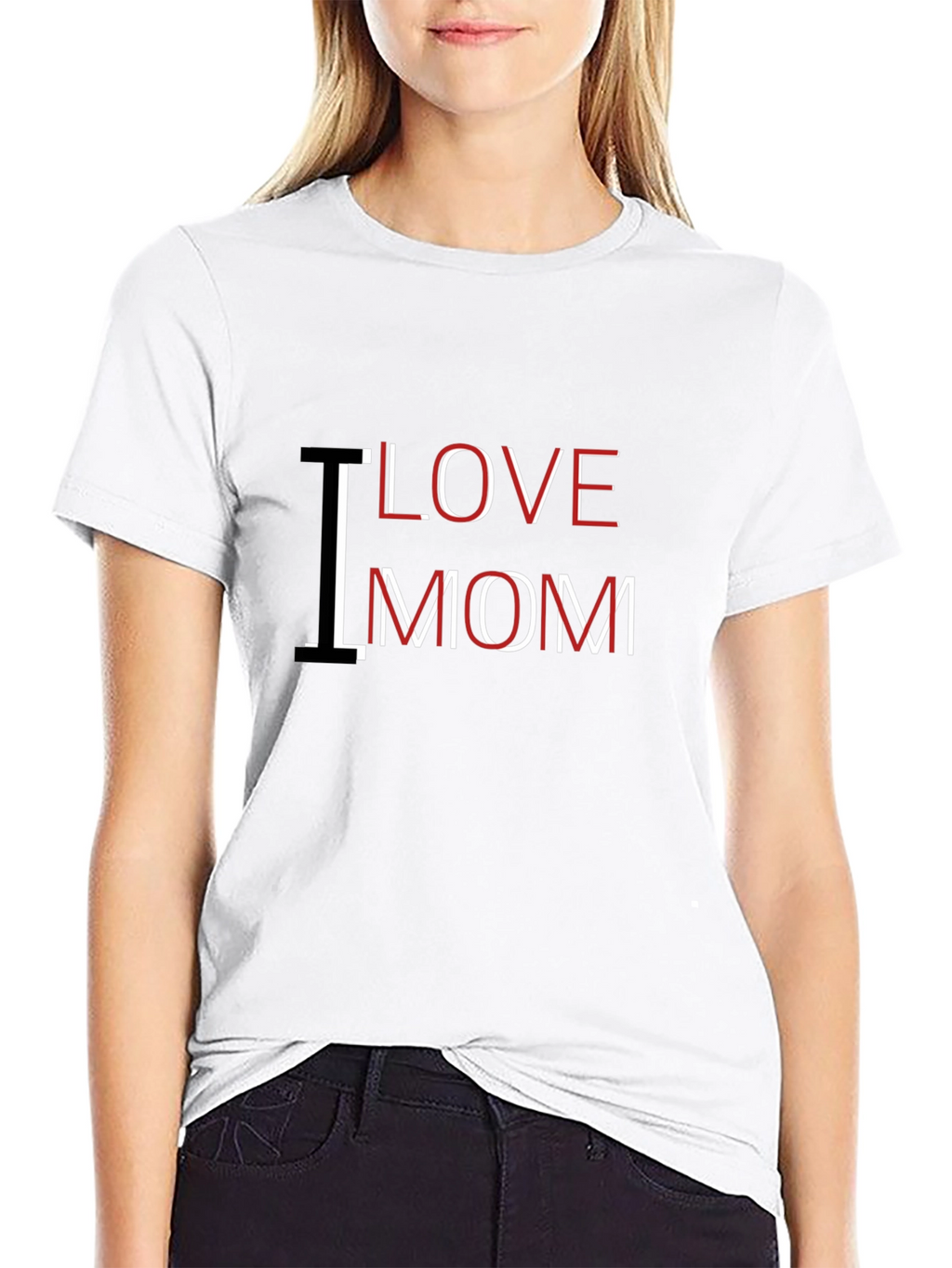 I Love Mom Graphic Black T-Shirt