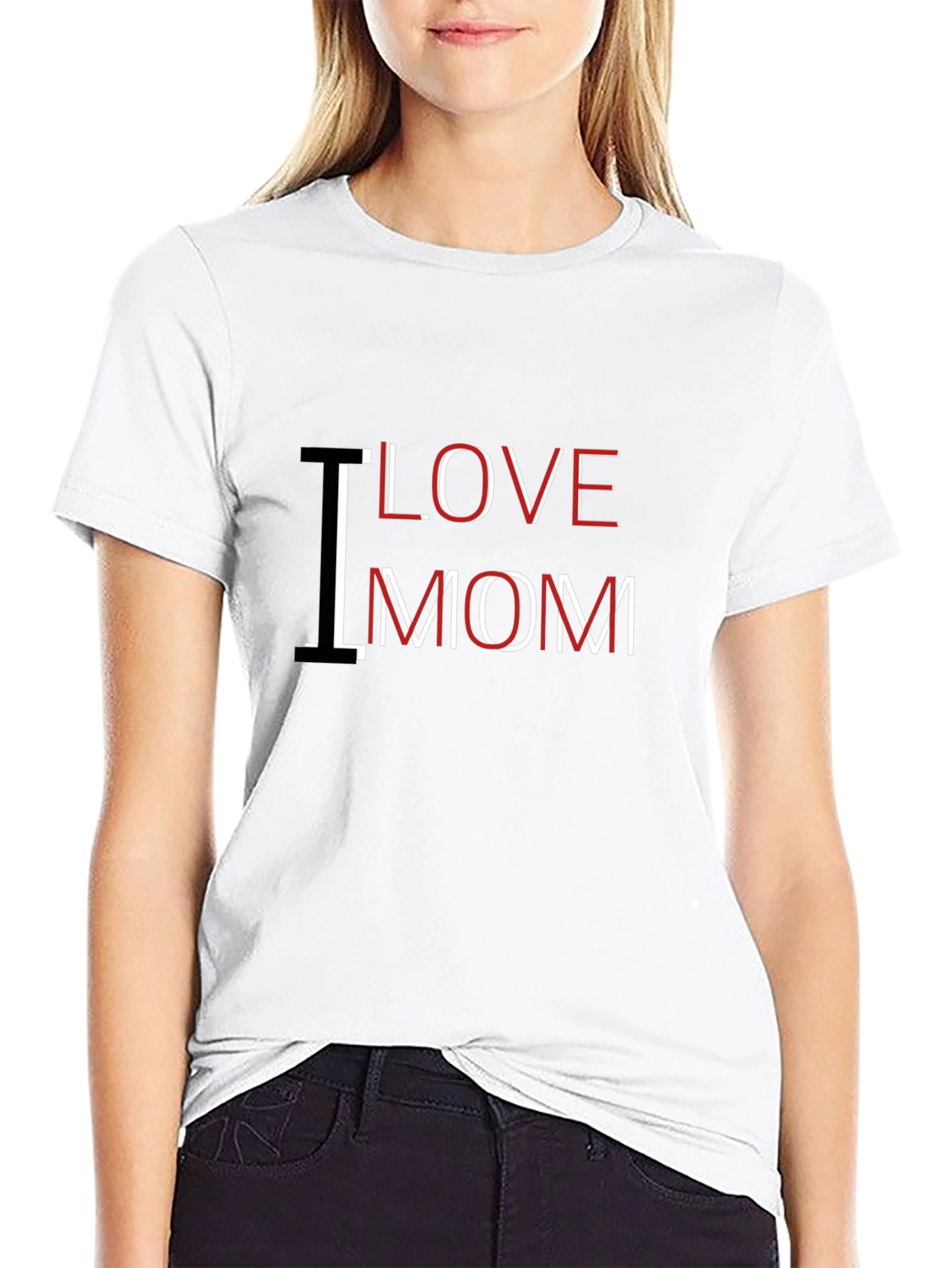 I Love Mom Graphic Black T-Shirt