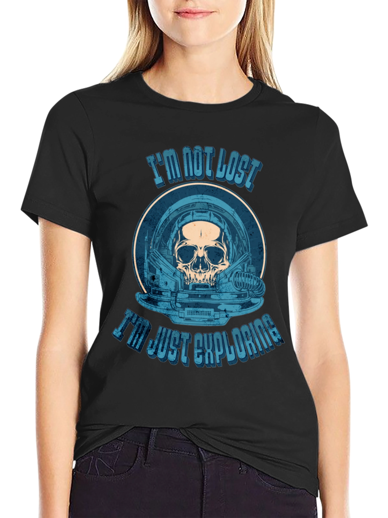 Astronaut Skull T-Shirt - Im Not Lost Im Just Exploring