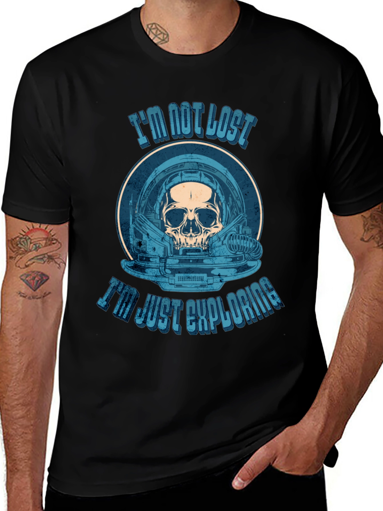 Astronaut Skull T-Shirt - Im Not Lost Im Just Exploring