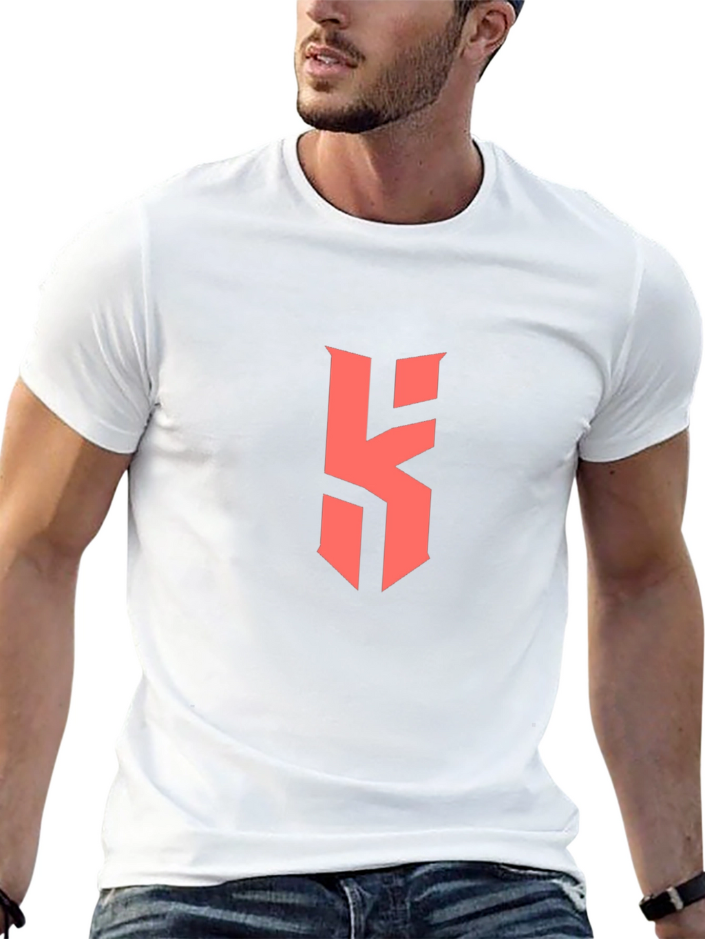 Black T-Shirt with Bold Red Letter Logo