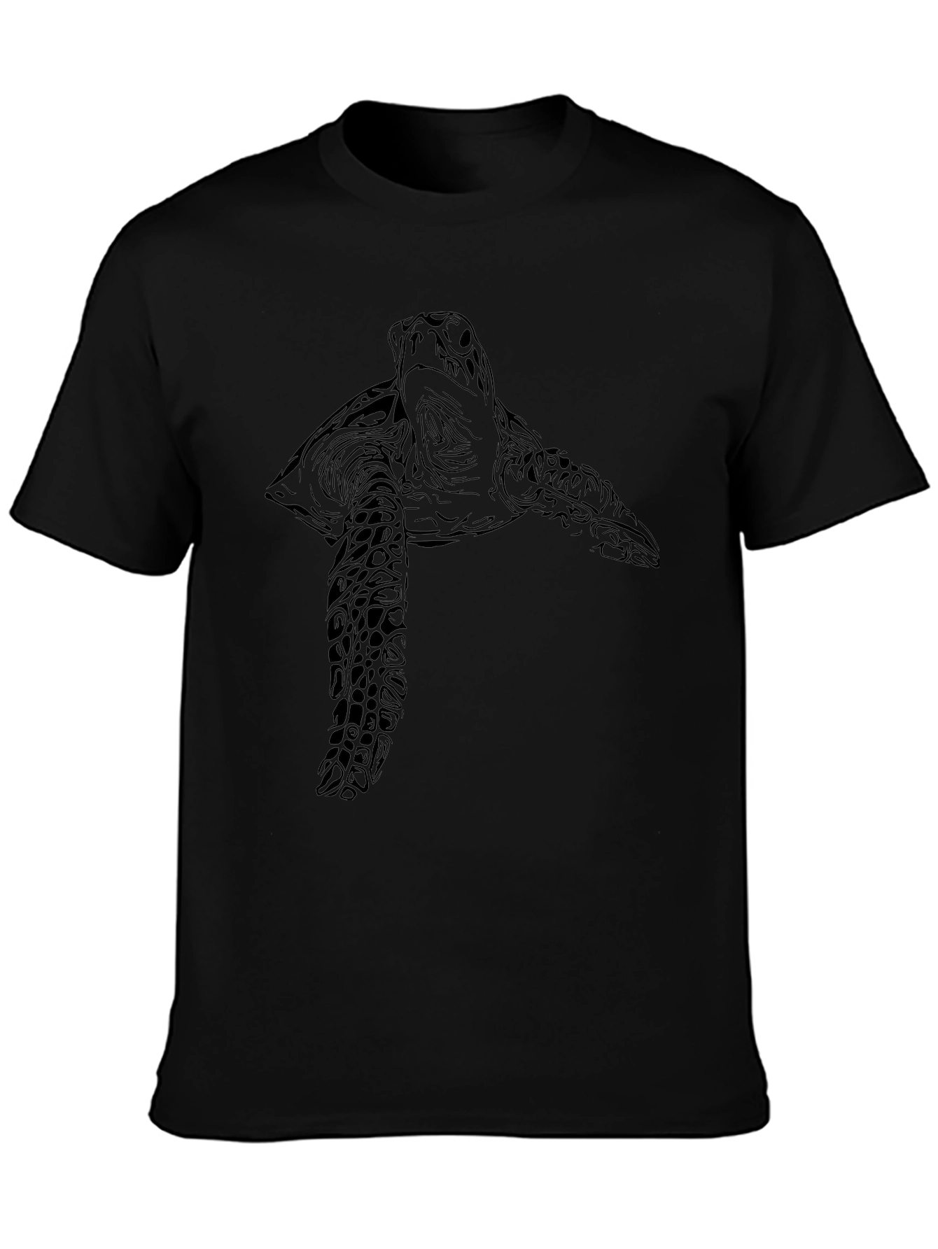 Sea Turtle Graphic Print Black T-Shirt