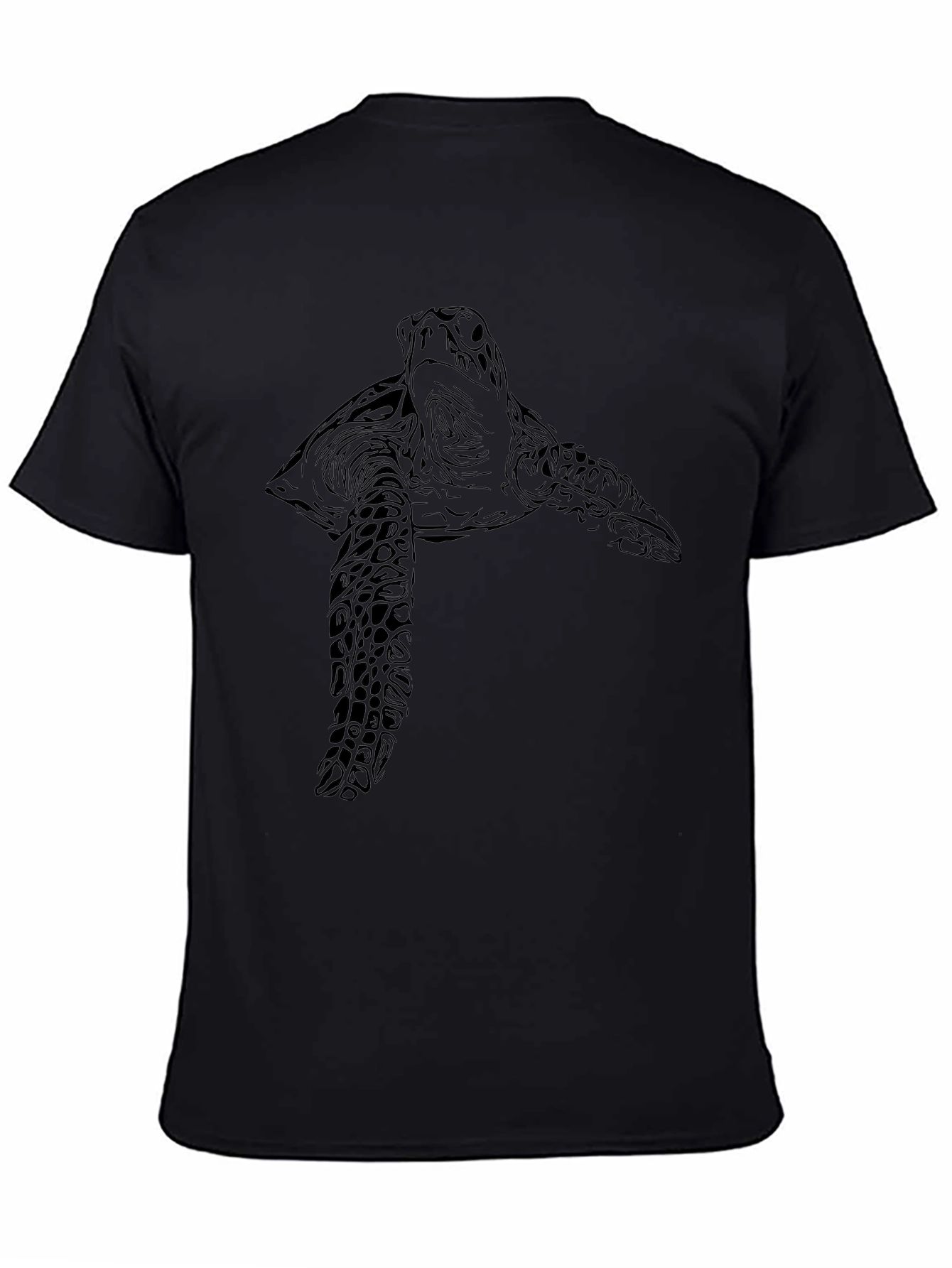 Sea Turtle Graphic Print Black T-Shirt