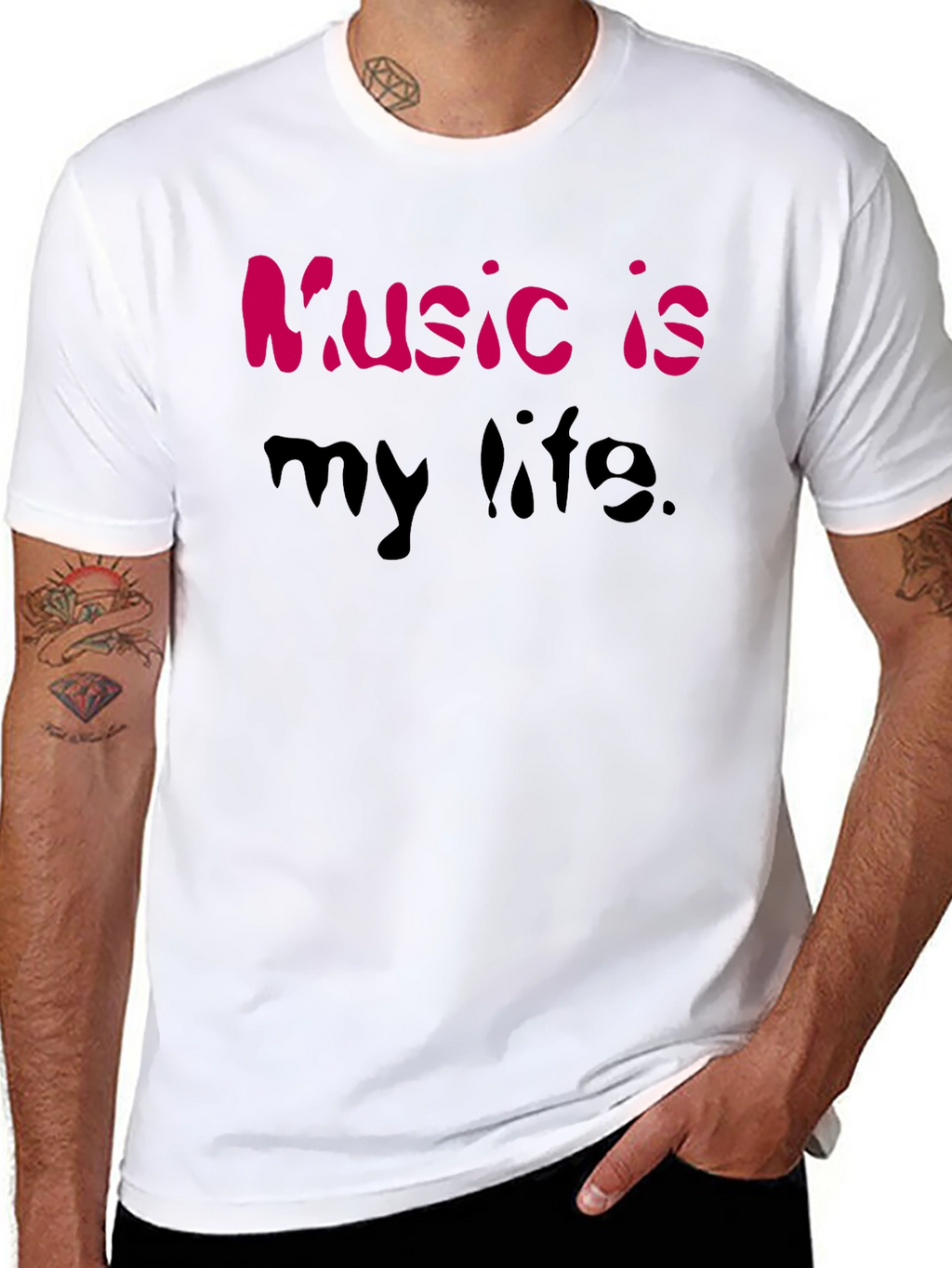 Music is My Life Graphic Tee - Black T-Shirt