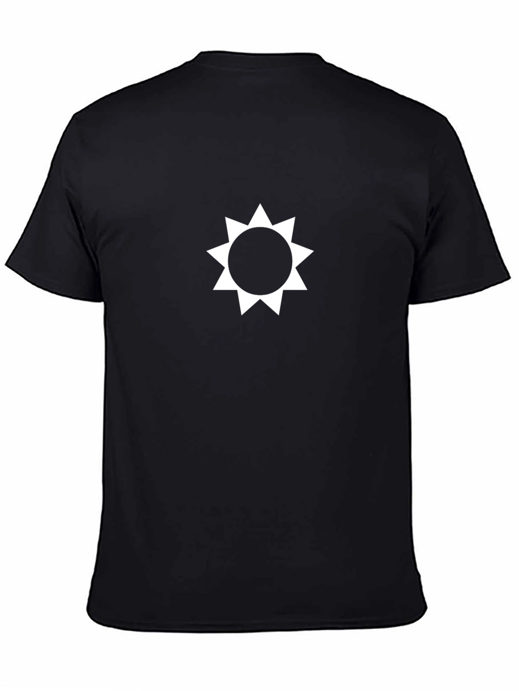 Black T-Shirt with White Sun Graphic