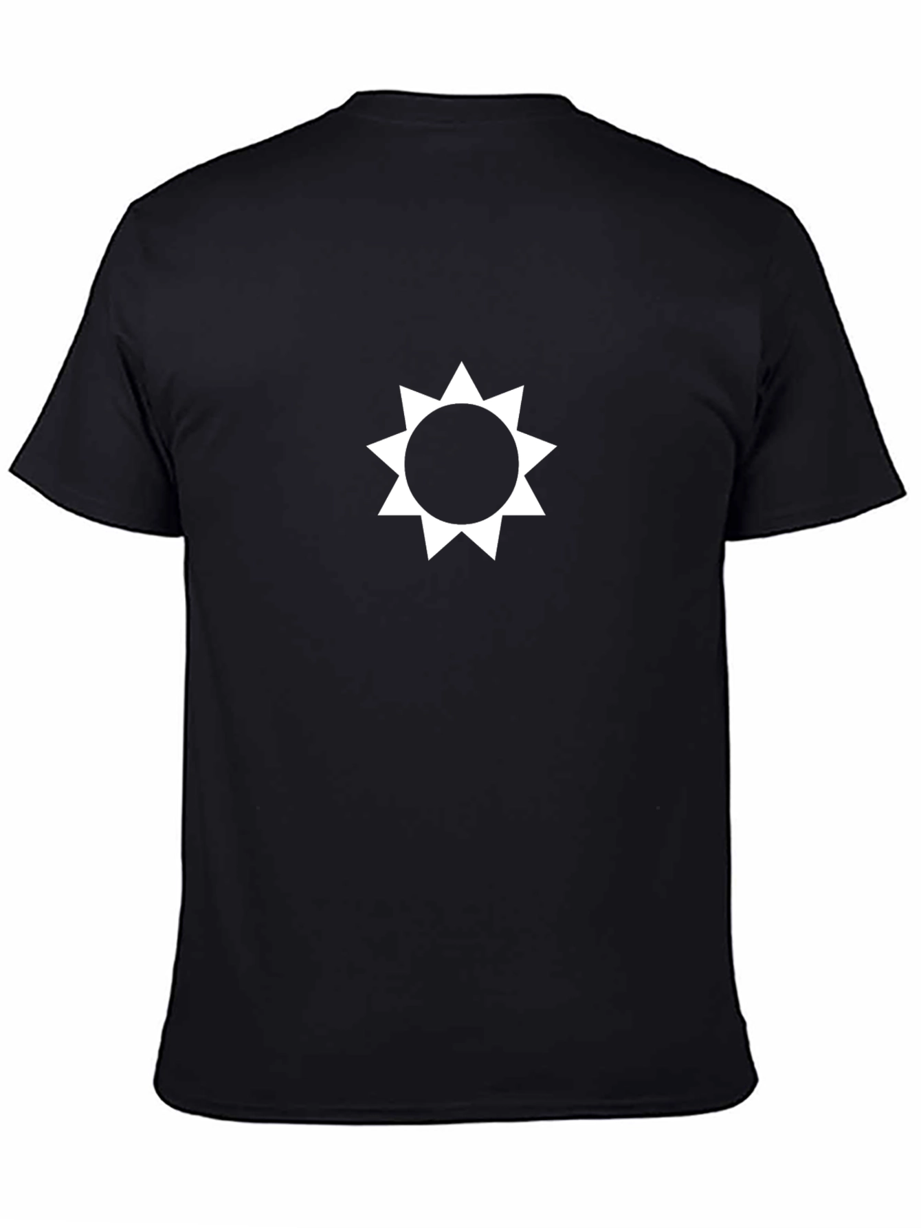Black T-Shirt with White Sun Graphic