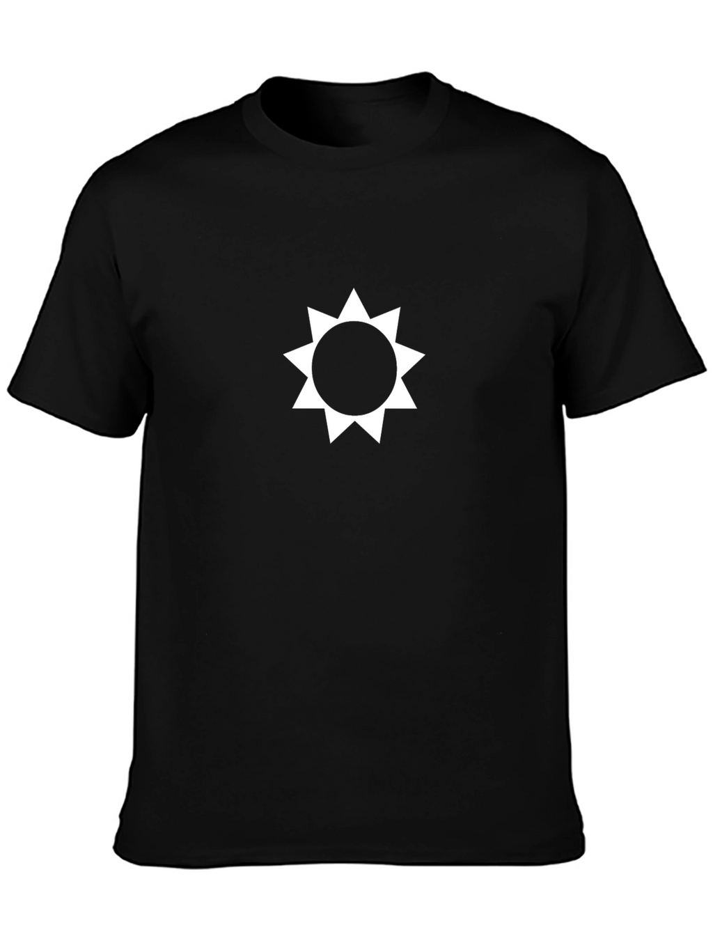 Black T-Shirt with White Sun Graphic