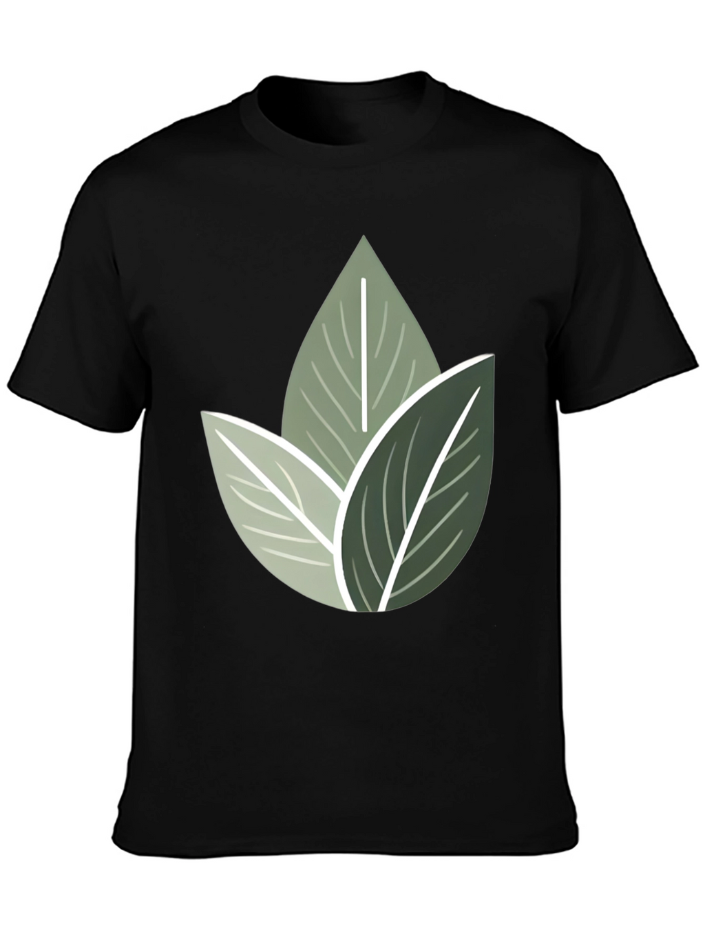 Nature Inspired Leaf Print Crew Neck T-Shirt