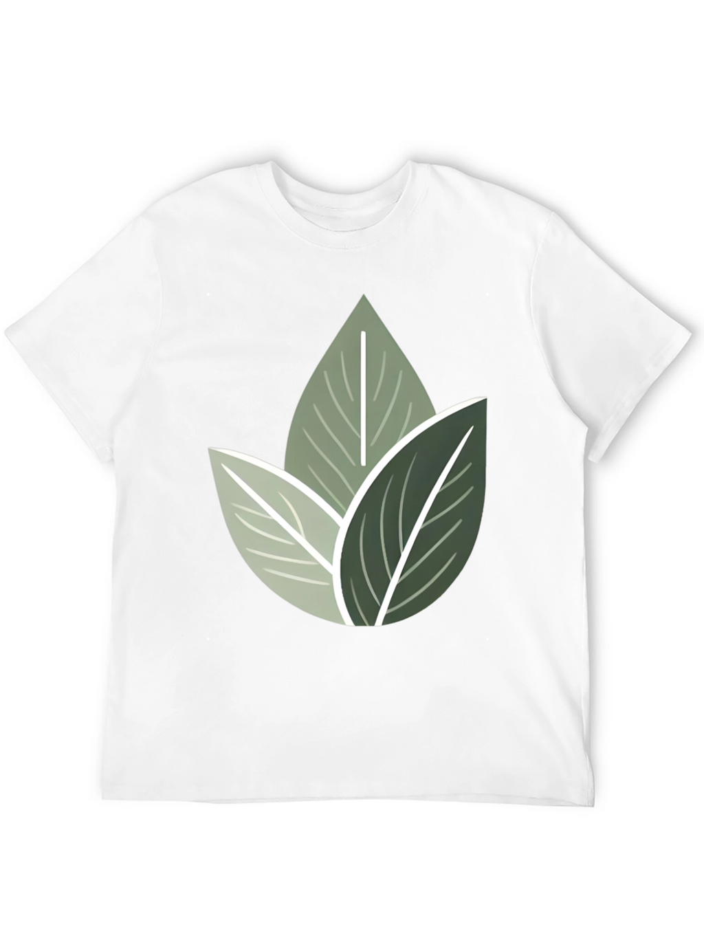 Nature Inspired Leaf Print Crew Neck T-Shirt