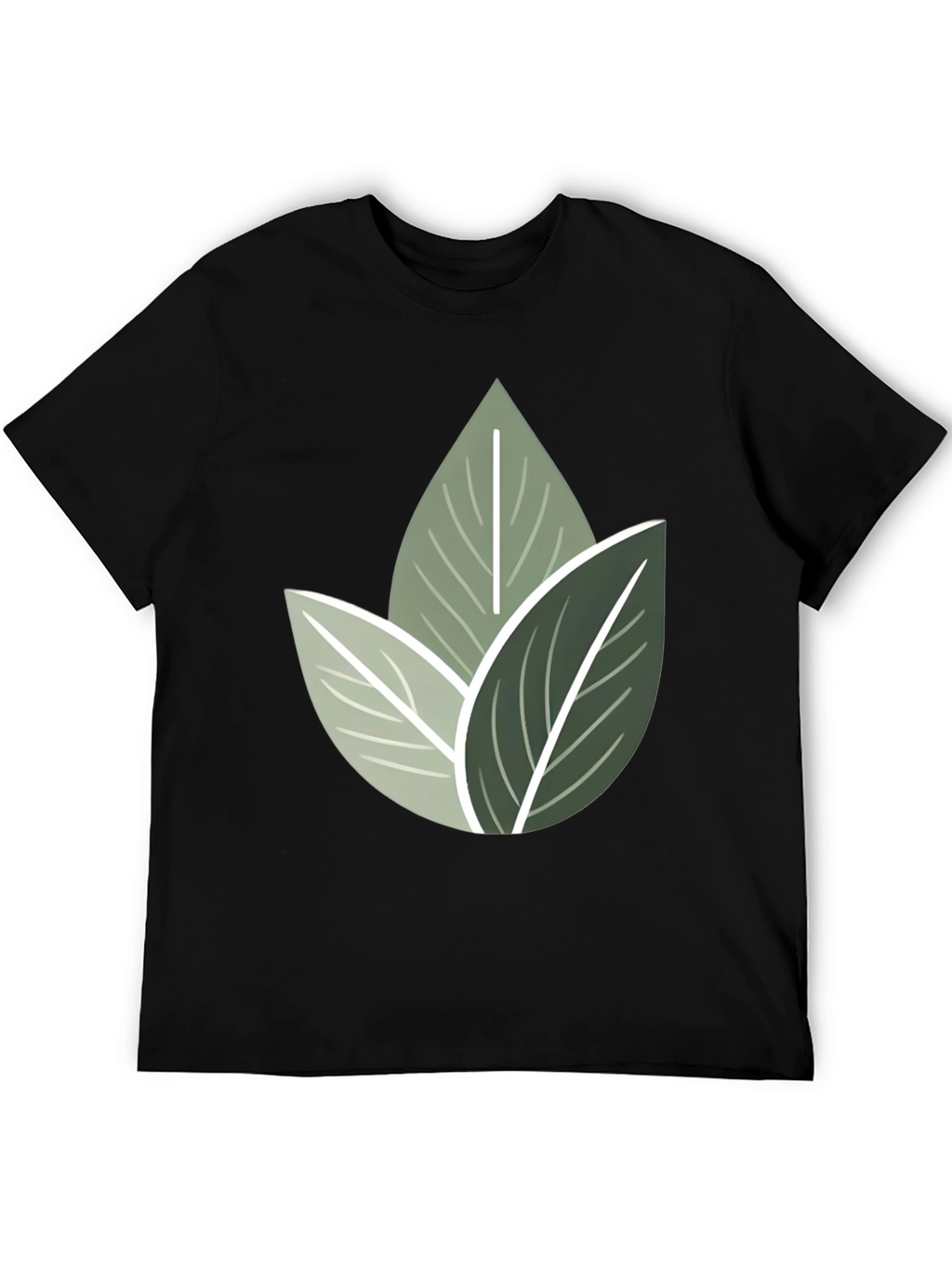 Nature Inspired Leaf Print Crew Neck T-Shirt