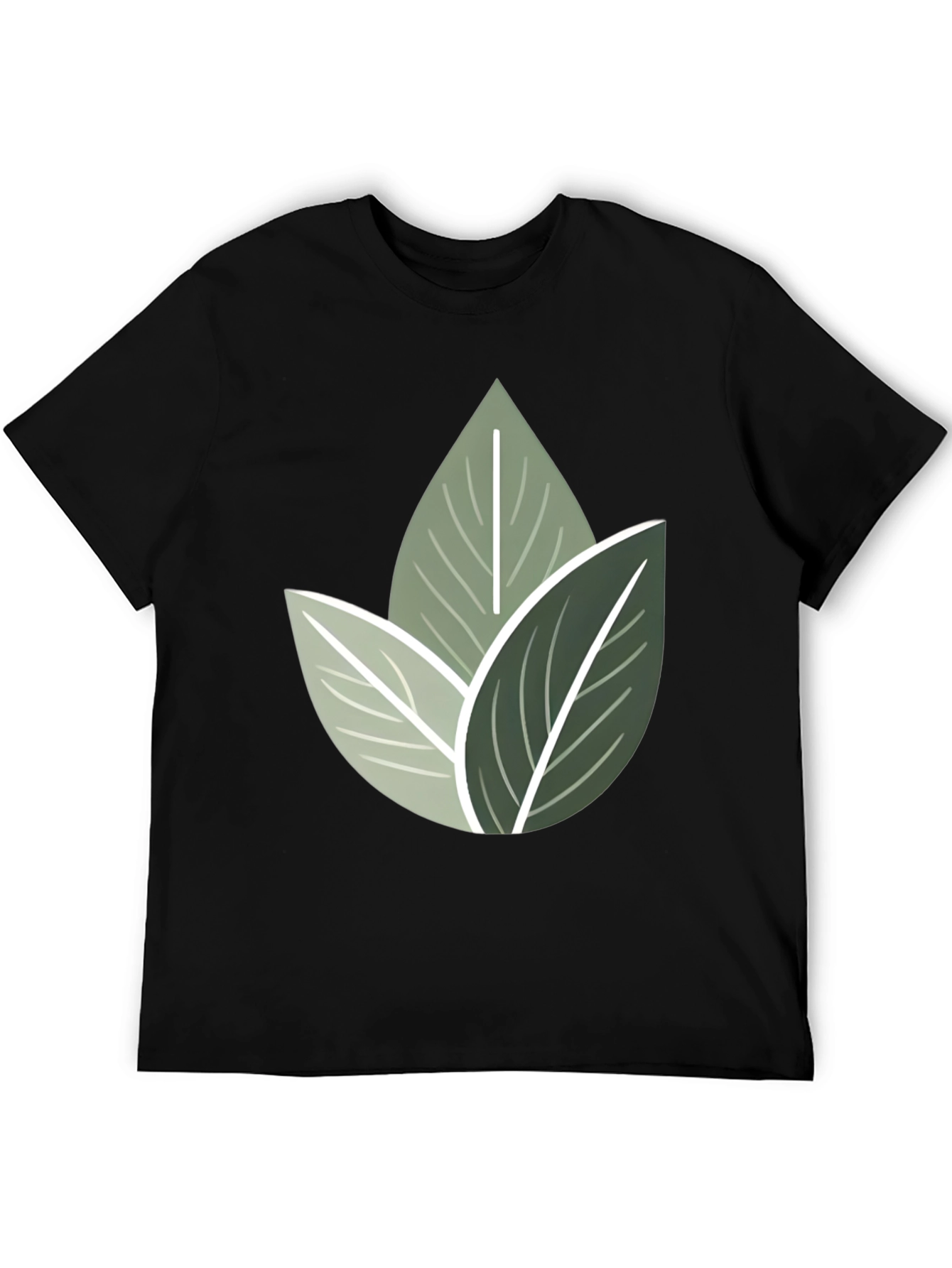 Nature Inspired Leaf Print Crew Neck T-Shirt