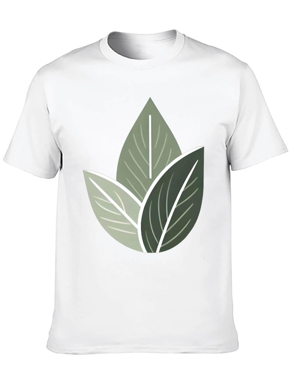 Nature Inspired Leaf Print Crew Neck T-Shirt