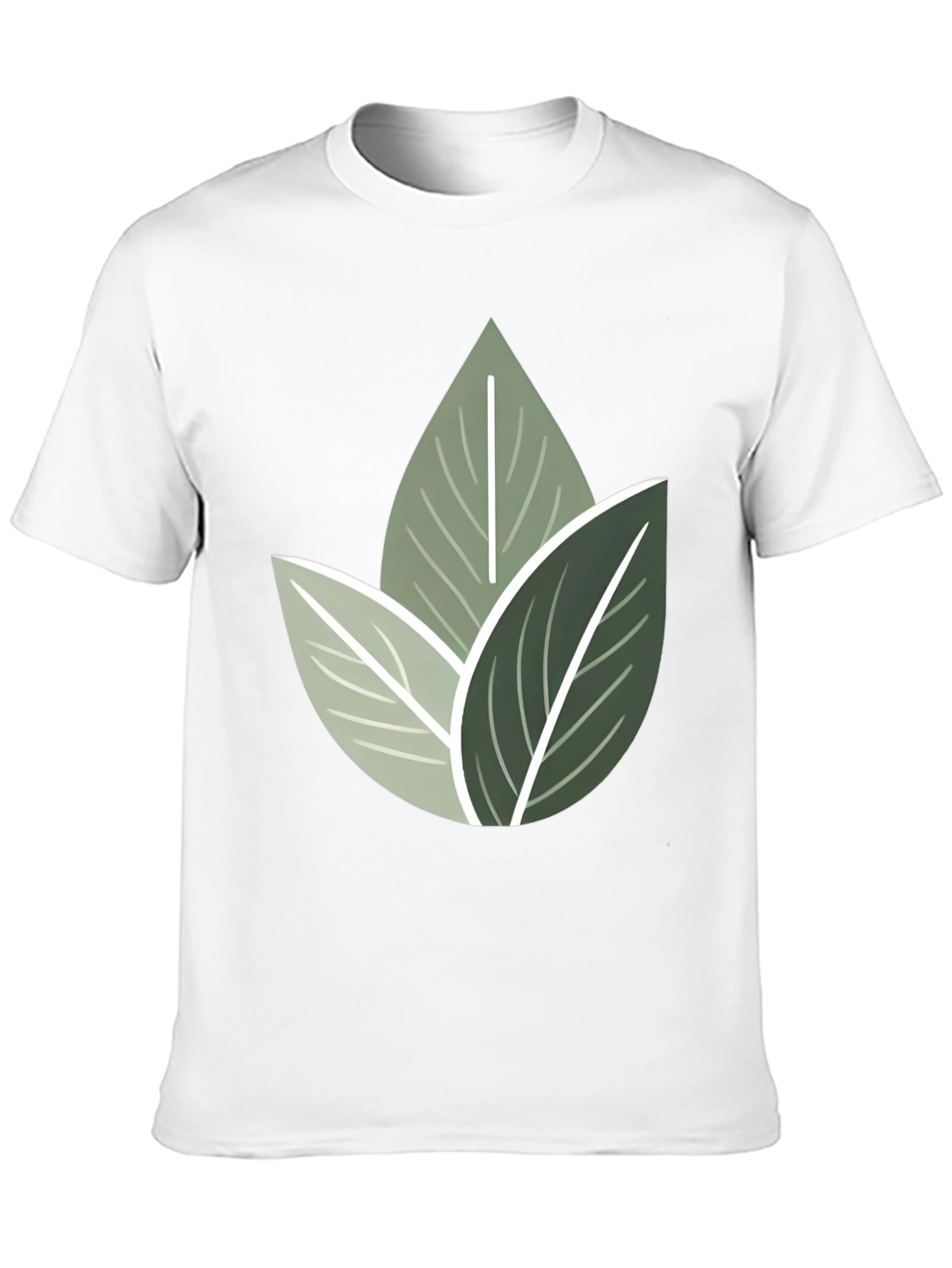 Nature Inspired Leaf Print Crew Neck T-Shirt