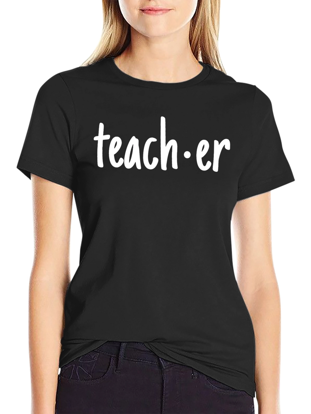 Teacher Graphic Print Black T-Shirt