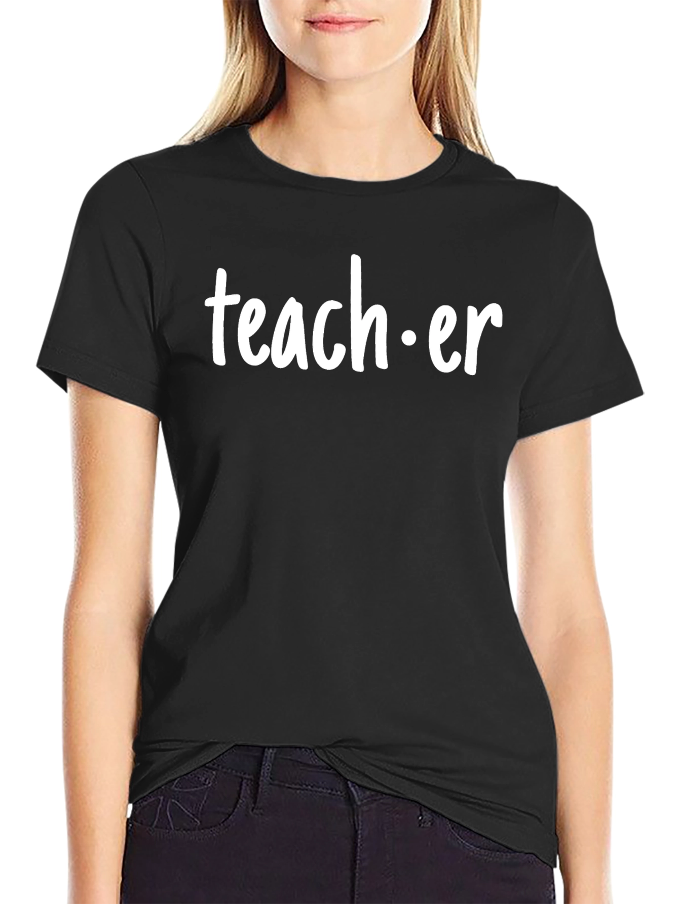 Teacher Graphic Print Black T-Shirt
