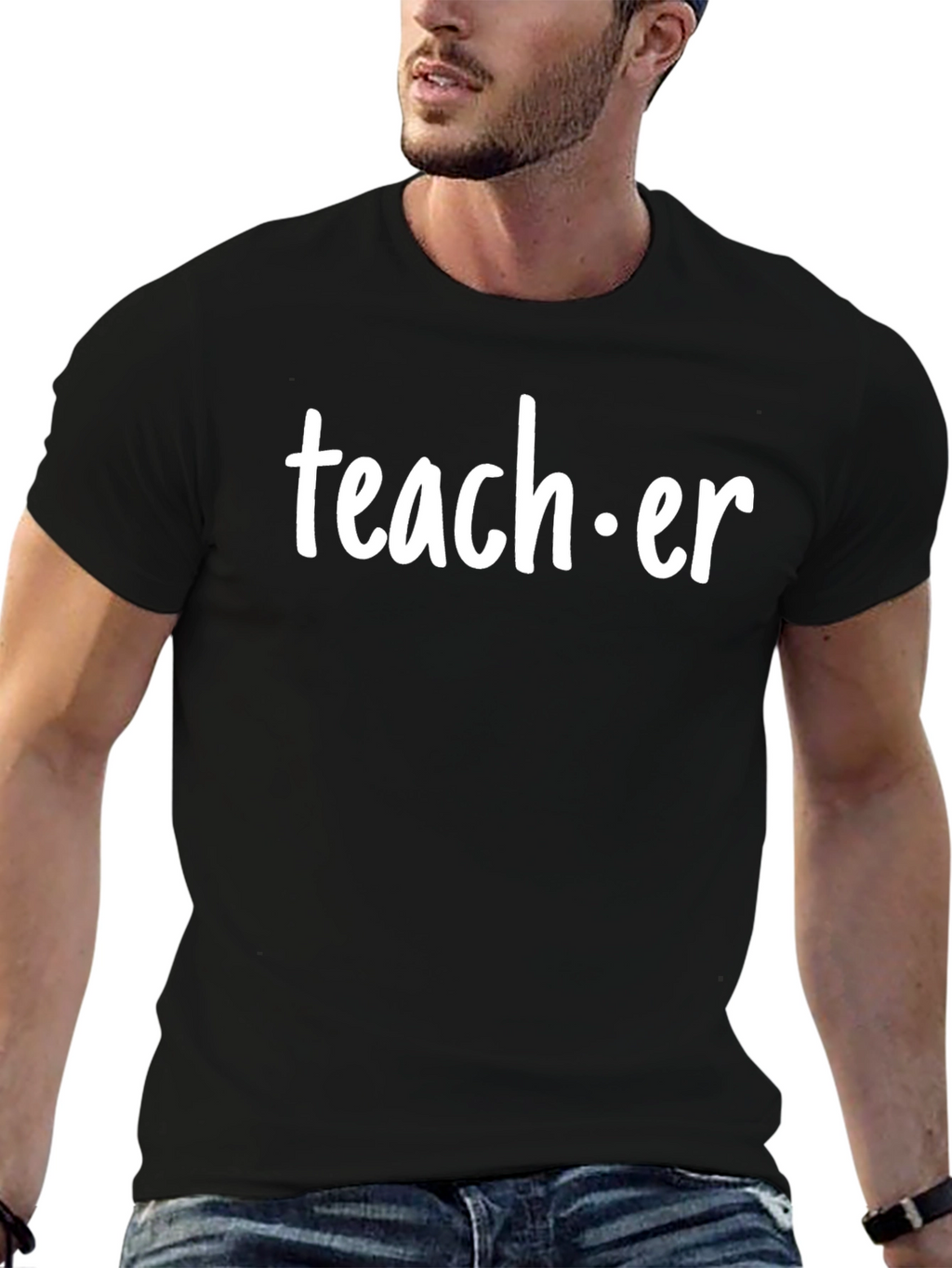 Teacher Graphic Print Black T-Shirt