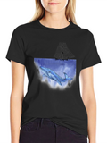 Whale & Ship Graphic Black T-Shirt