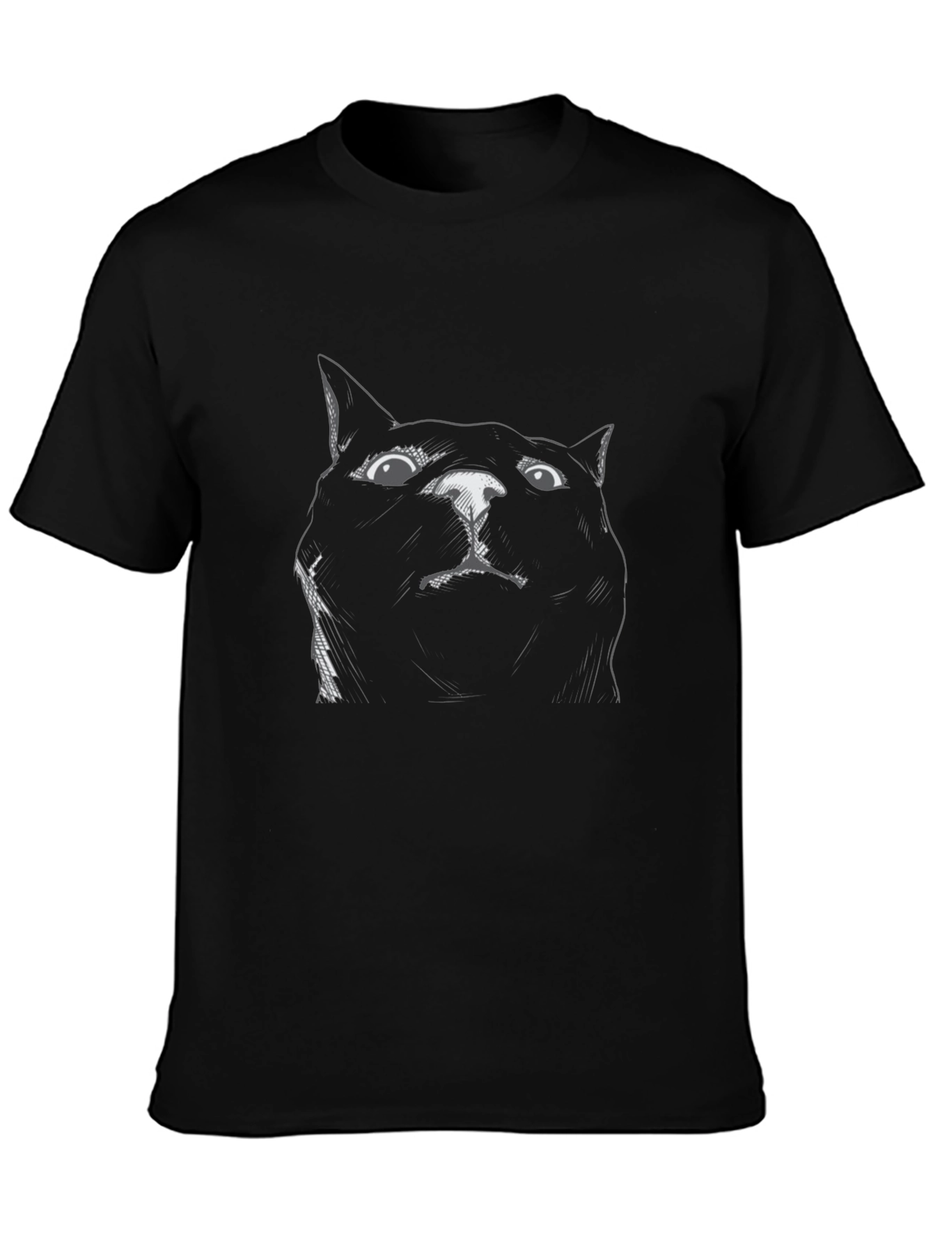 Black Cat Sketch Tee - Funny Graphic T-Shirt