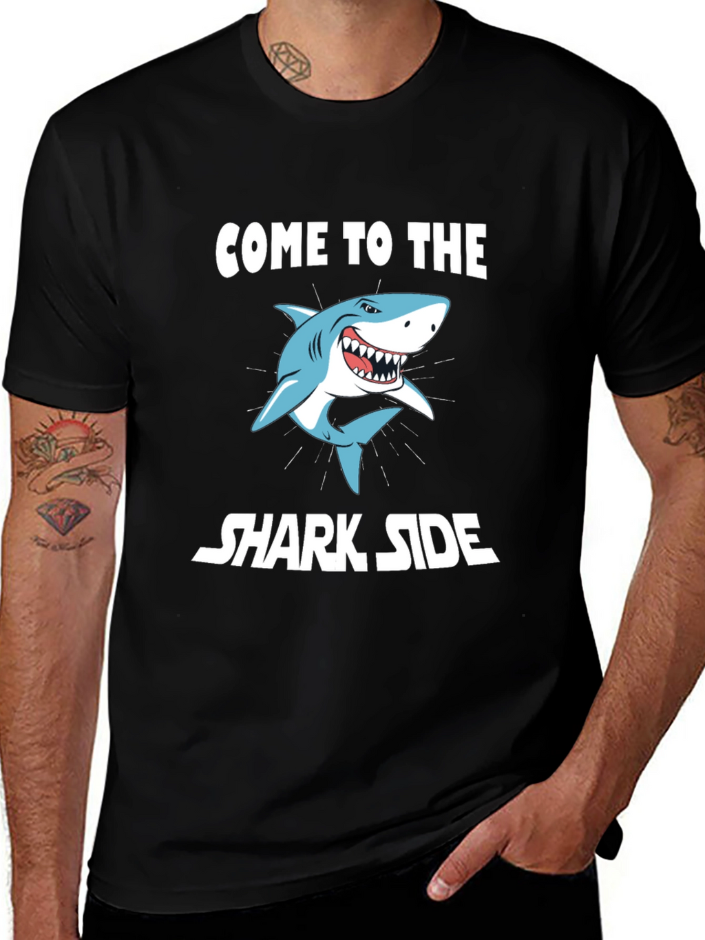 Come to the Shark Side Mens Black T-Shirt