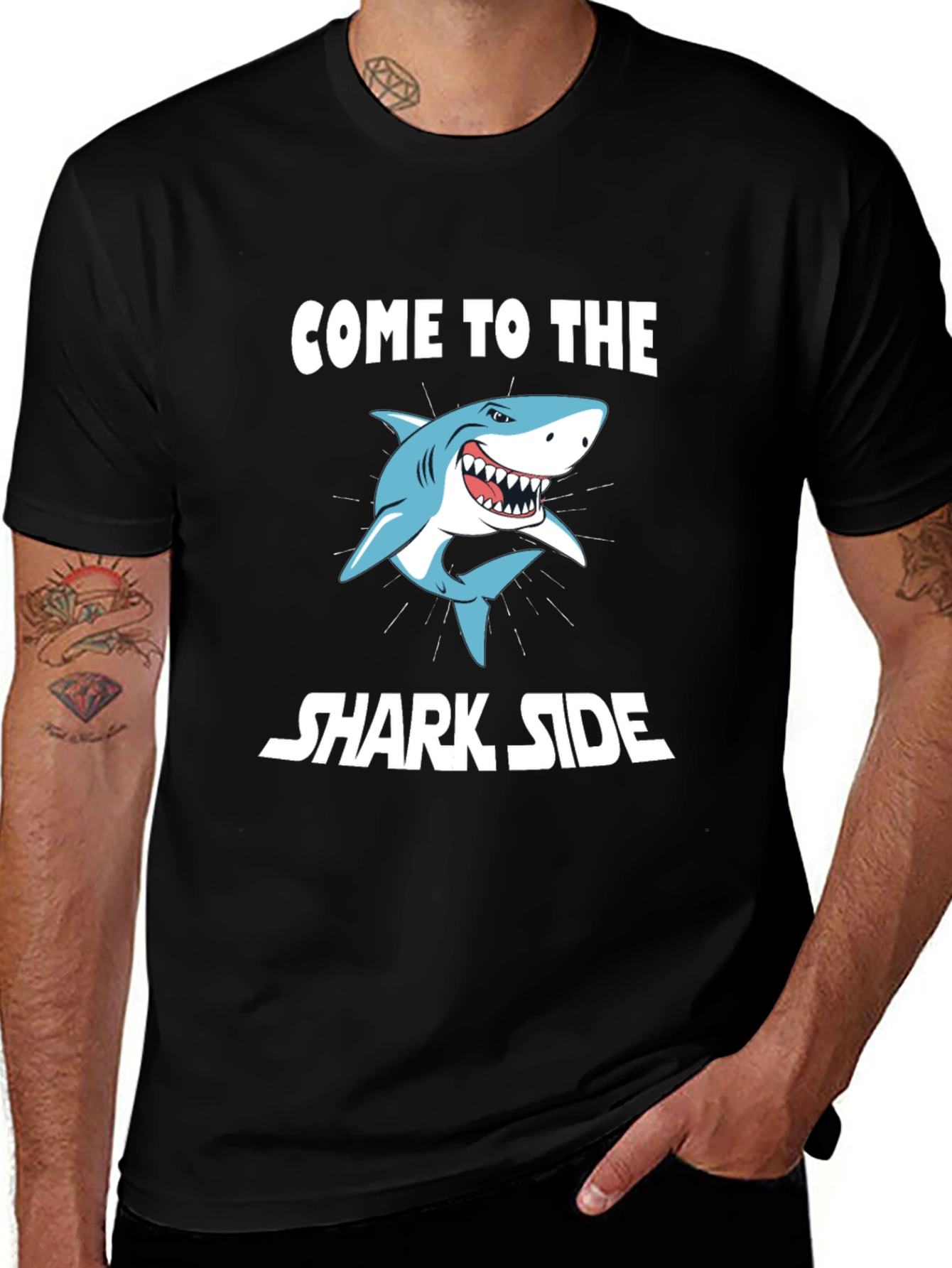 Come to the Shark Side Mens Black T-Shirt