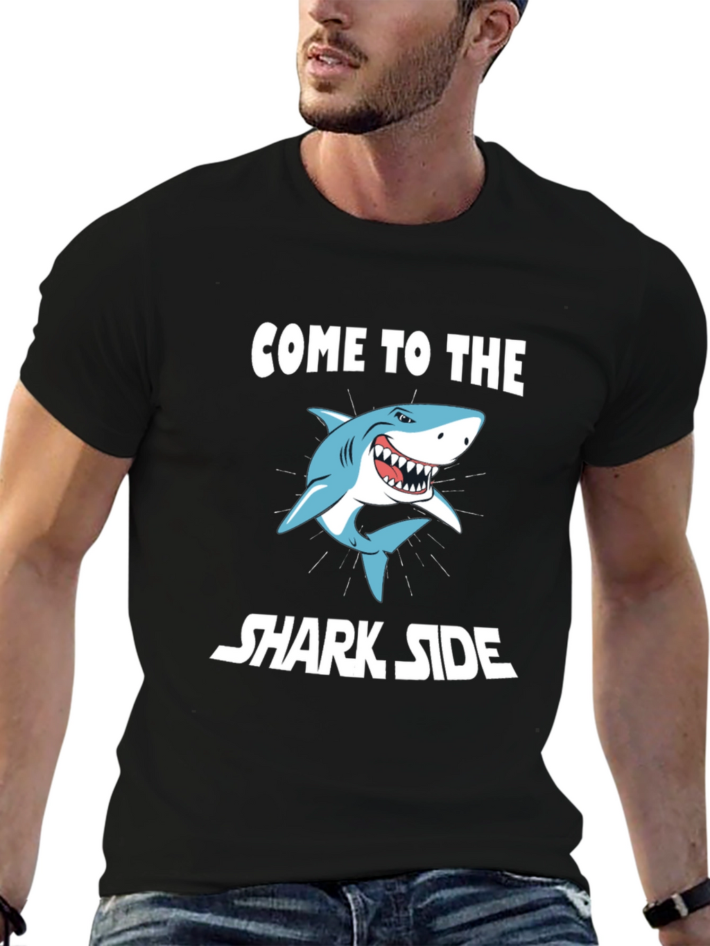 Come to the Shark Side Mens Black T-Shirt
