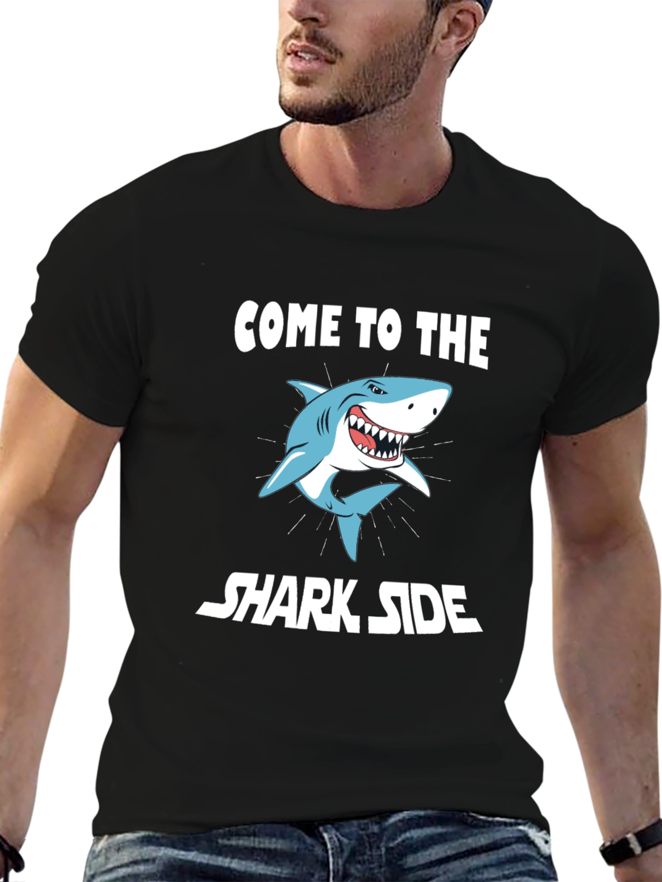 Come to the Shark Side Mens Black T-Shirt