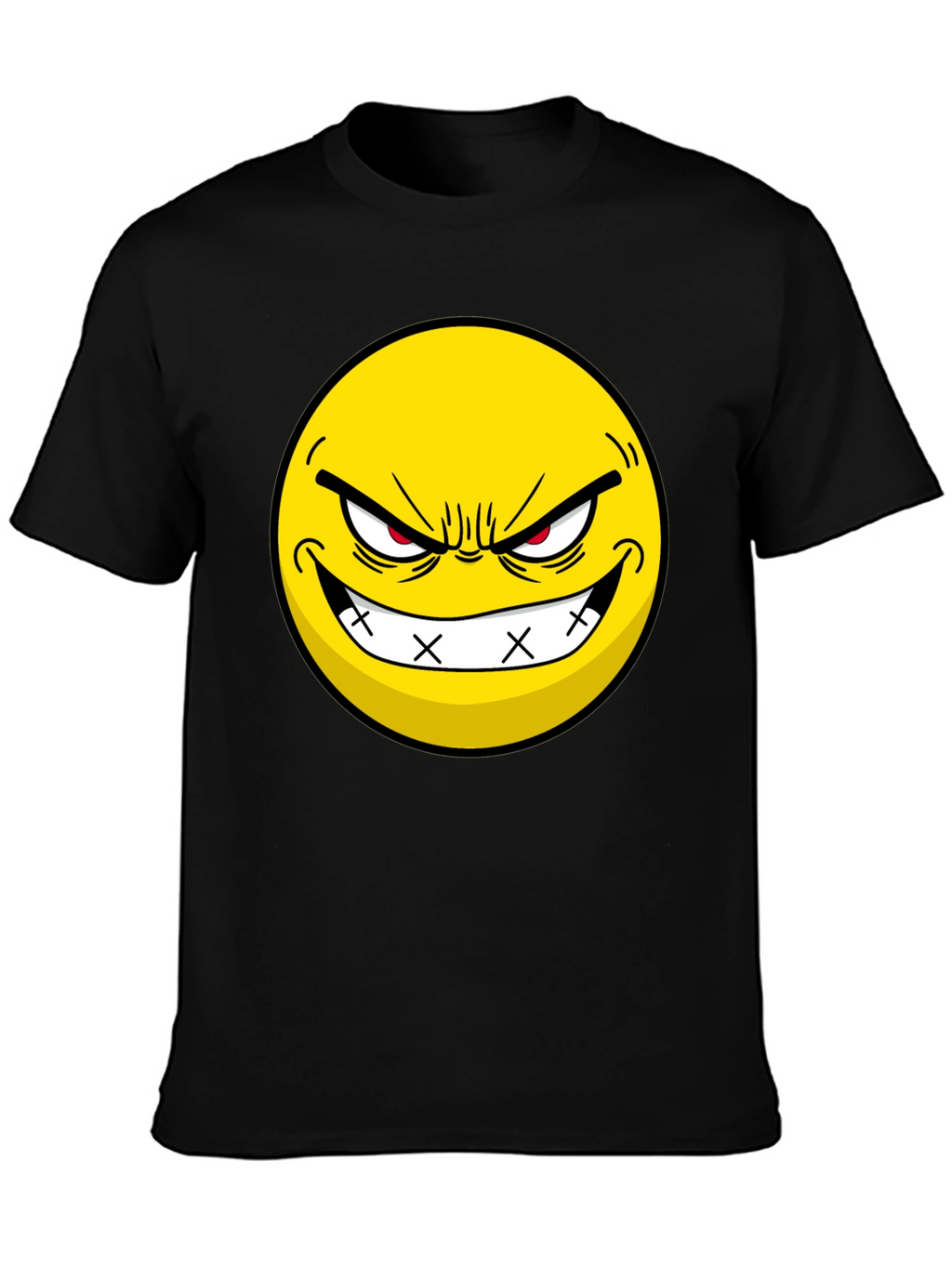 Evil Grin Emoji Black T-Shirt - Express Yourself!