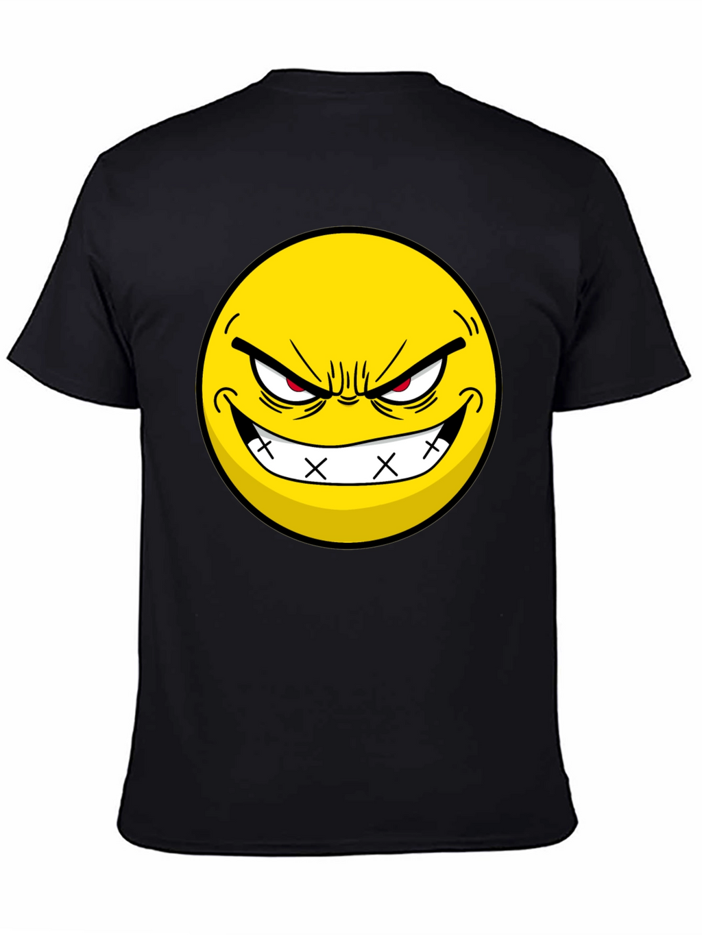 Evil Grin Emoji Black T-Shirt - Express Yourself!