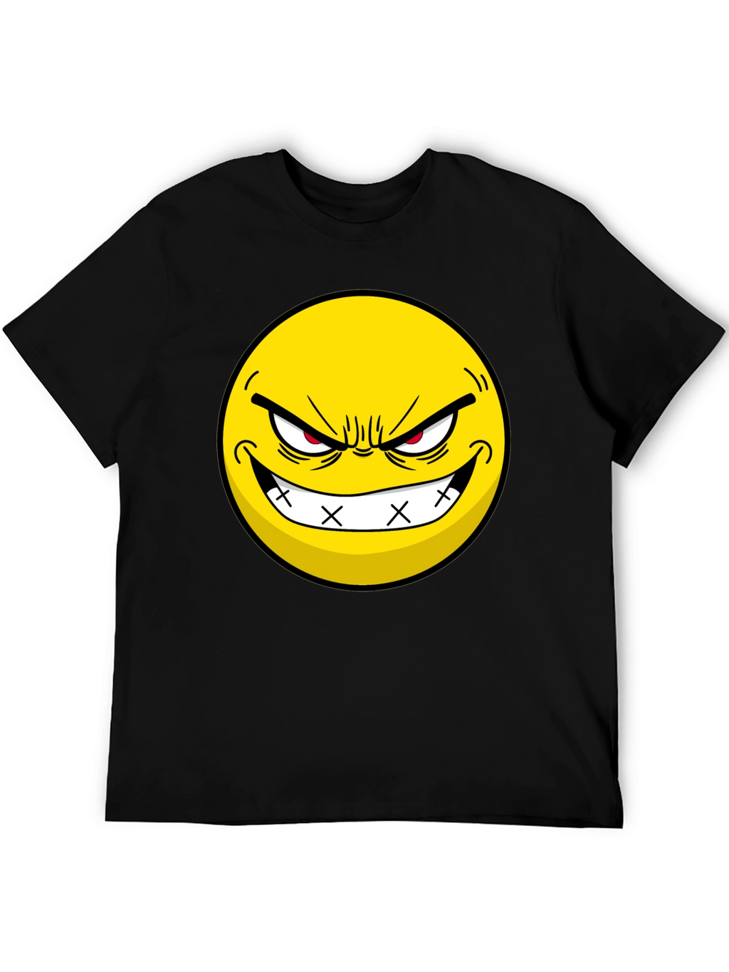 Evil Grin Emoji Black T-Shirt - Express Yourself!