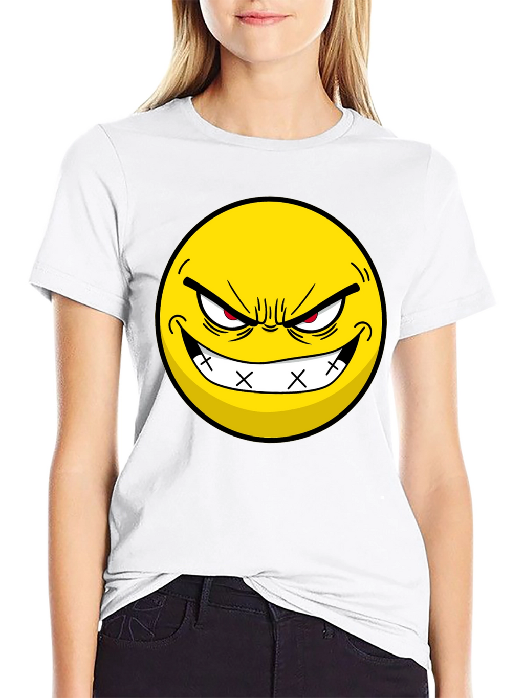 Evil Grin Emoji Black T-Shirt - Express Yourself!