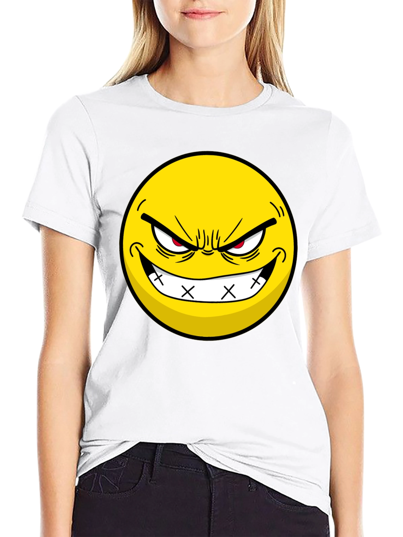 Evil Grin Emoji Black T-Shirt - Express Yourself!