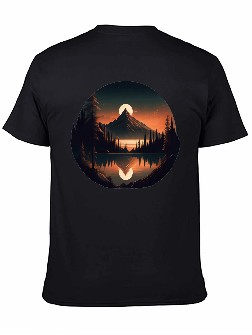 Mountain Lake Sunset Graphic Tee - Black