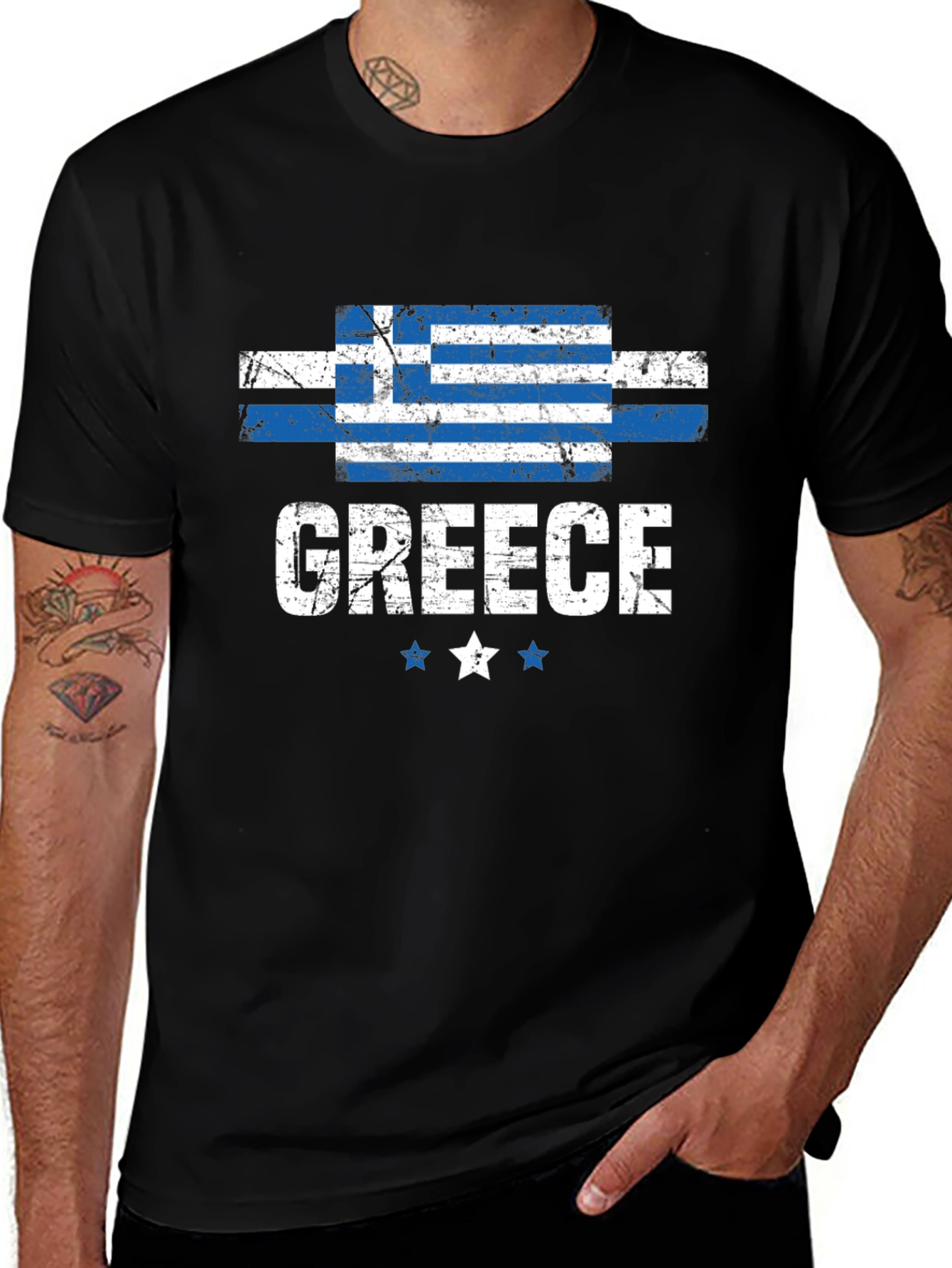 Greece Flag T-Shirt Distressed Design