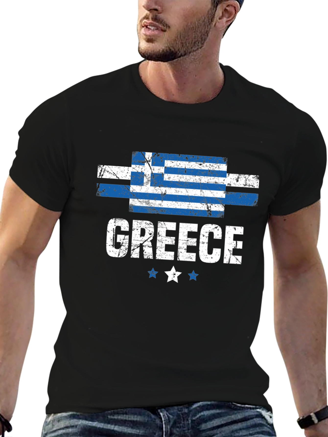 Greece Flag T-Shirt Distressed Design