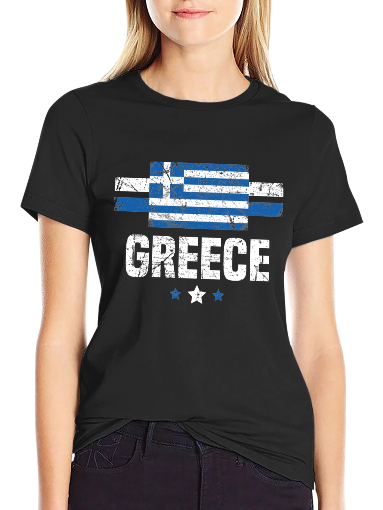 Greece Flag T-Shirt Distressed Design