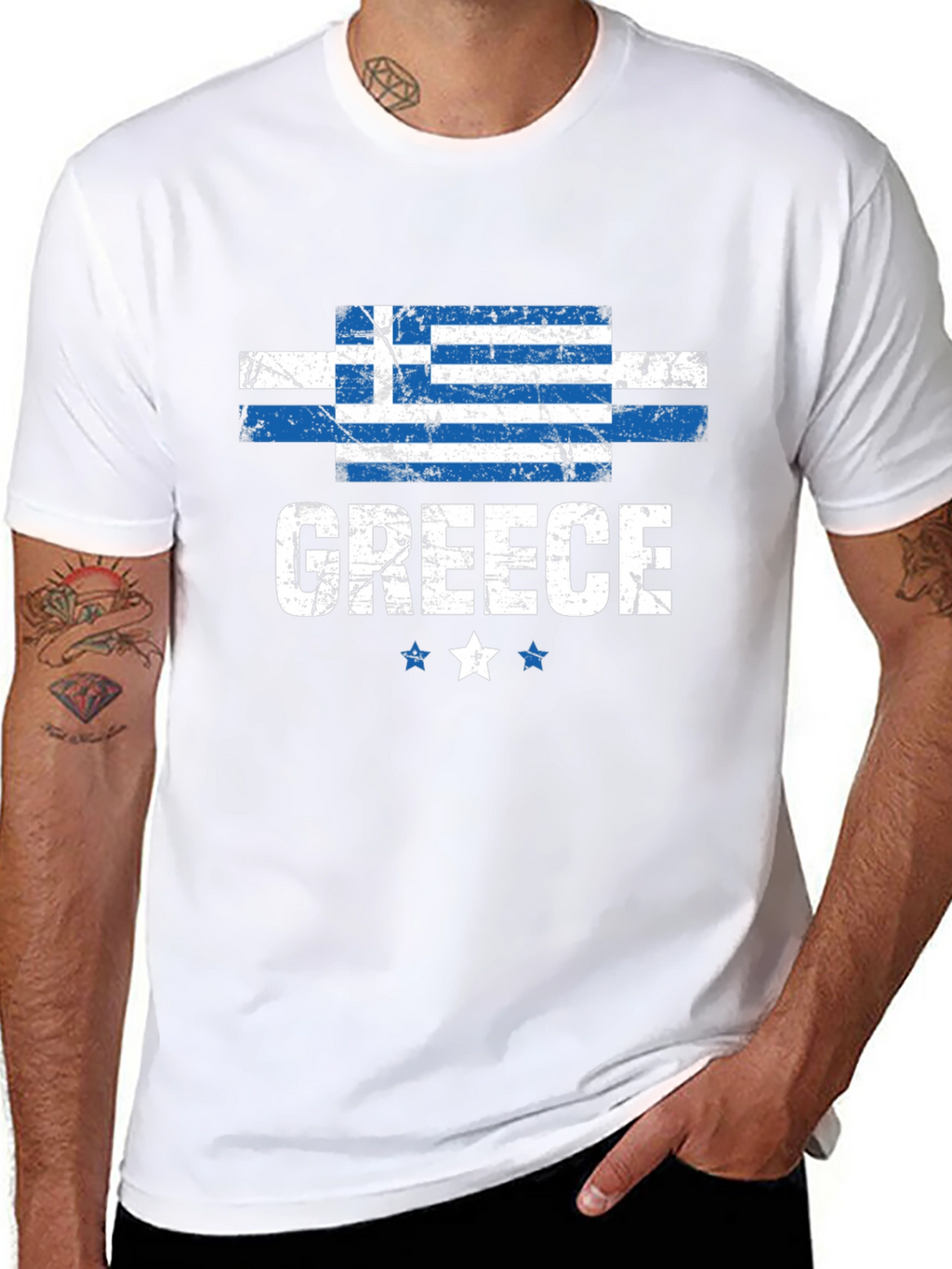 Greece Flag T-Shirt Distressed Design