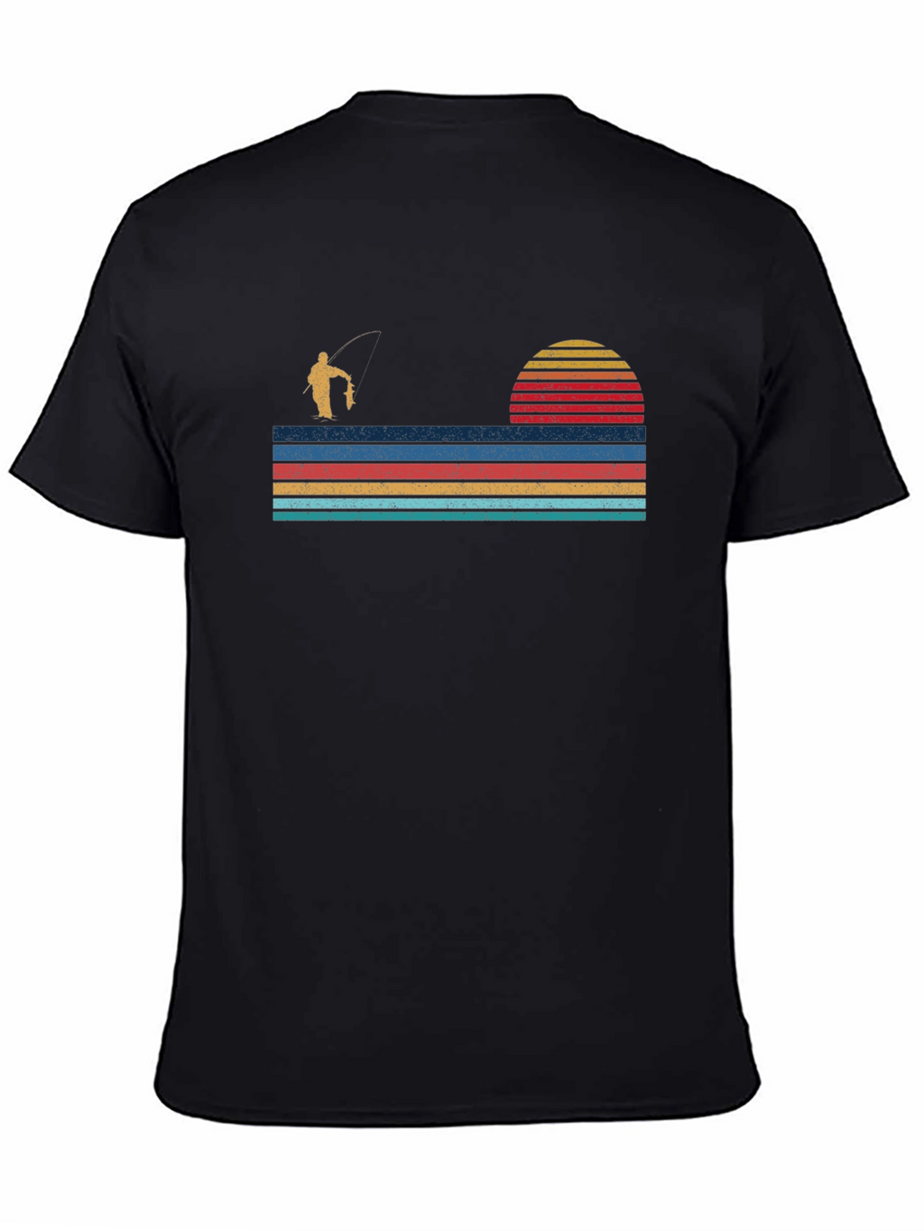 Retro Fishing T-Shirt - Sunset Fisherman Design