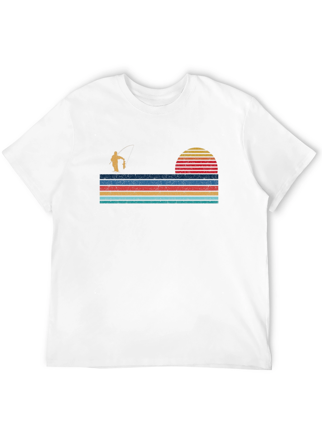 Retro Fishing T-Shirt - Sunset Fisherman Design