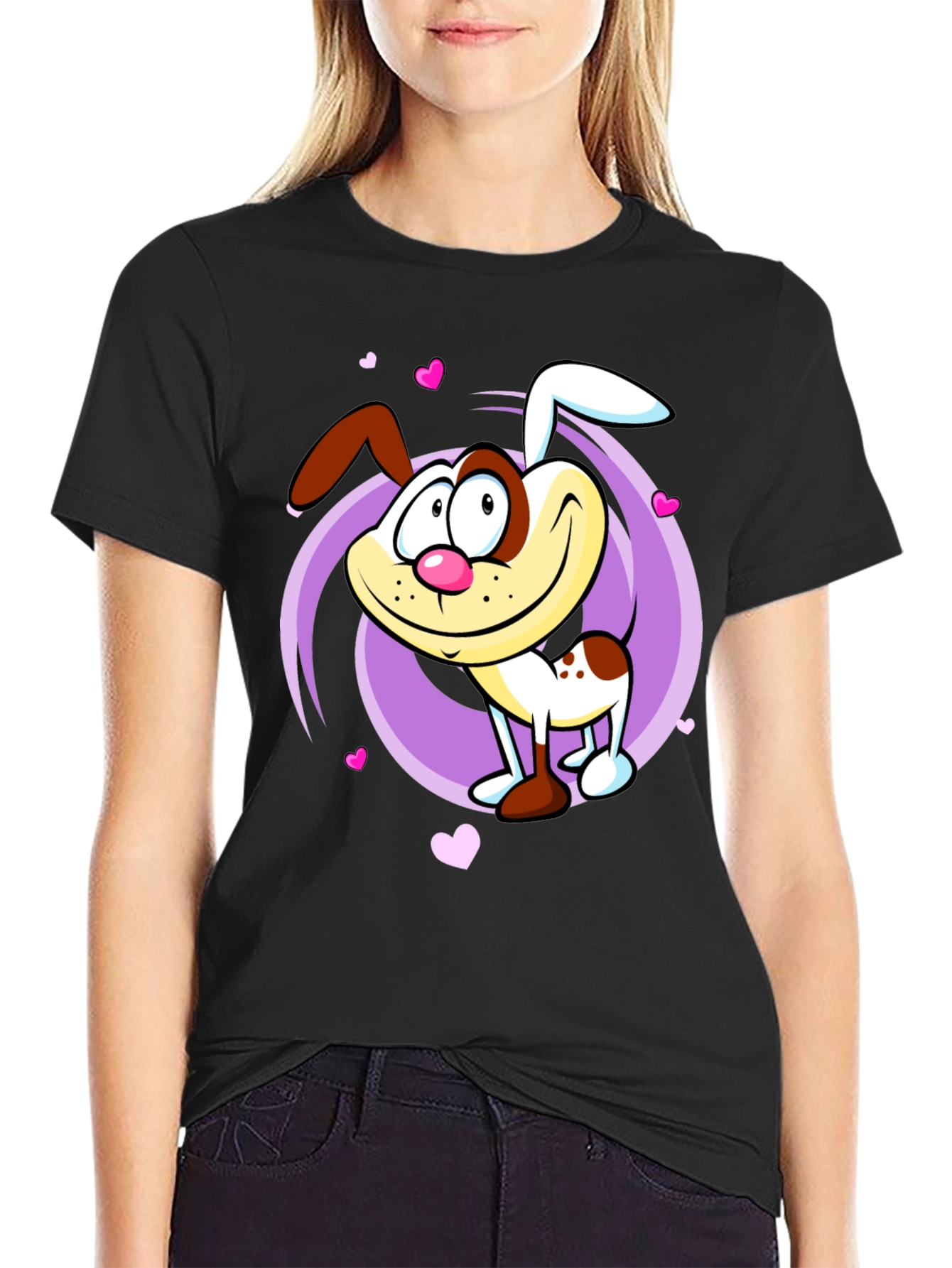 Cute Cartoon Dog Graphic T-Shirt