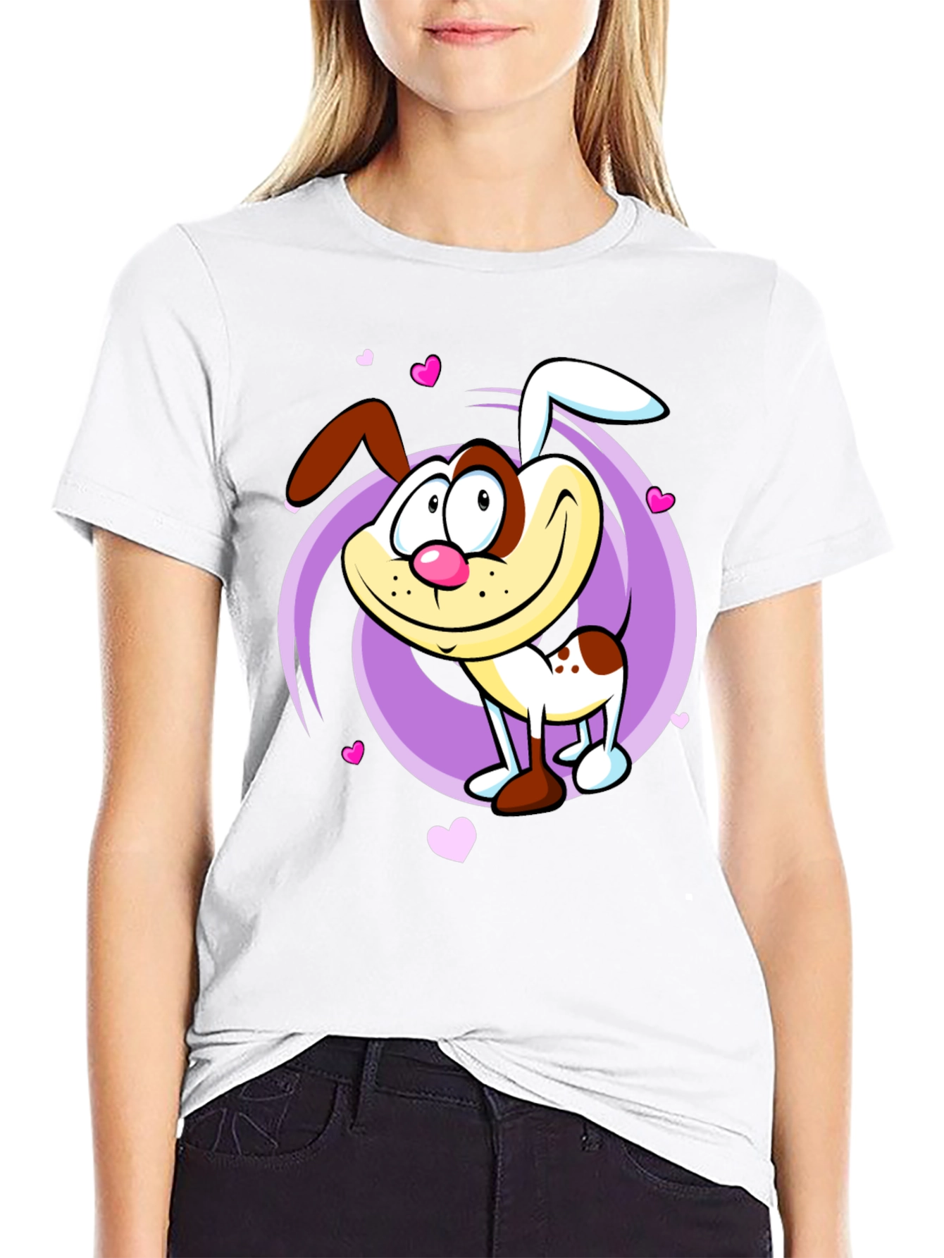 Cute Cartoon Dog Graphic T-Shirt