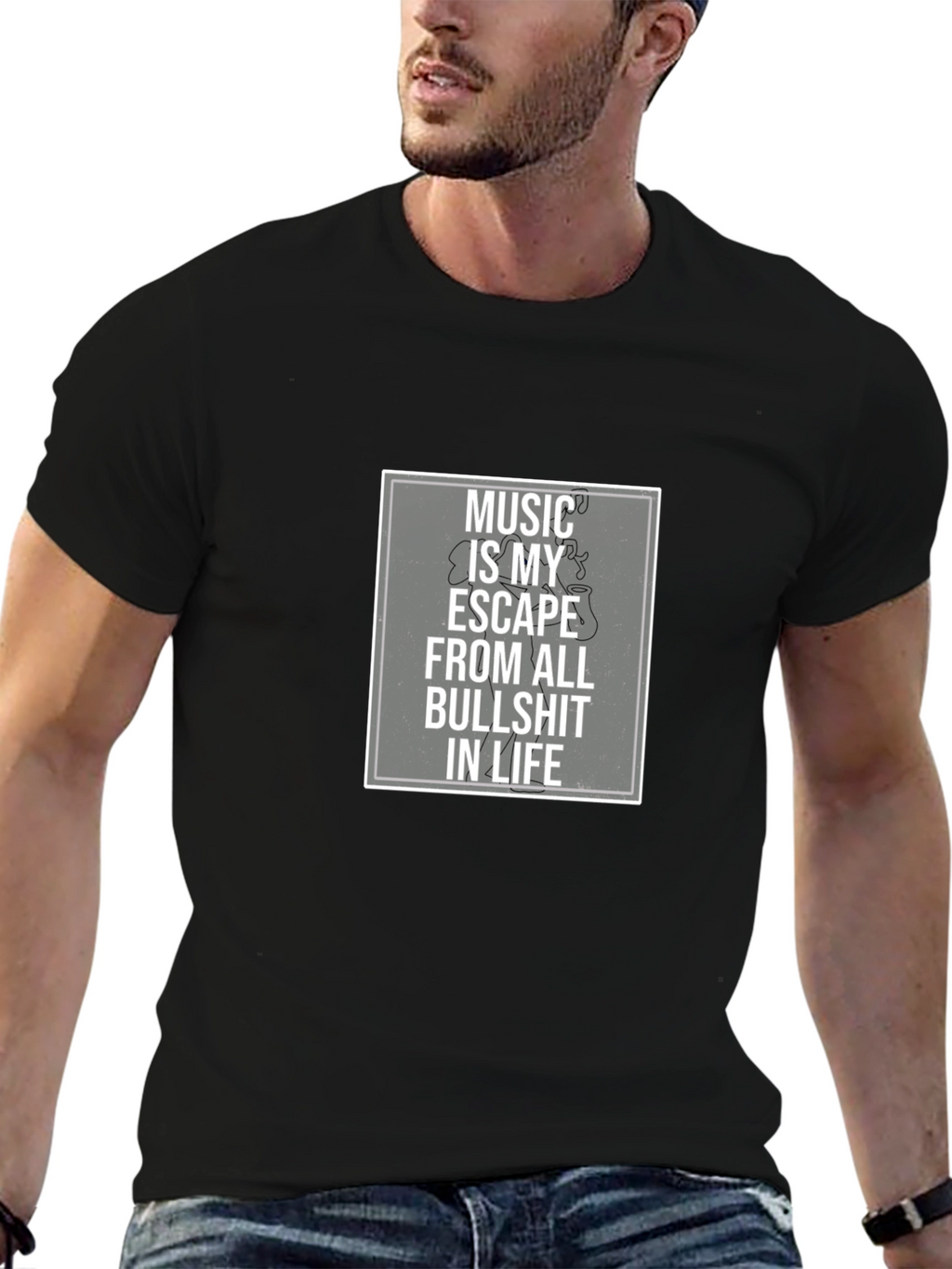 Music Is My Escape T-Shirt - Black Graphic Tee