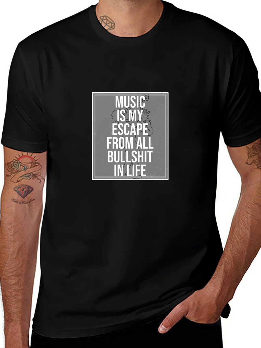 Music Is My Escape T-Shirt - Black Graphic Tee