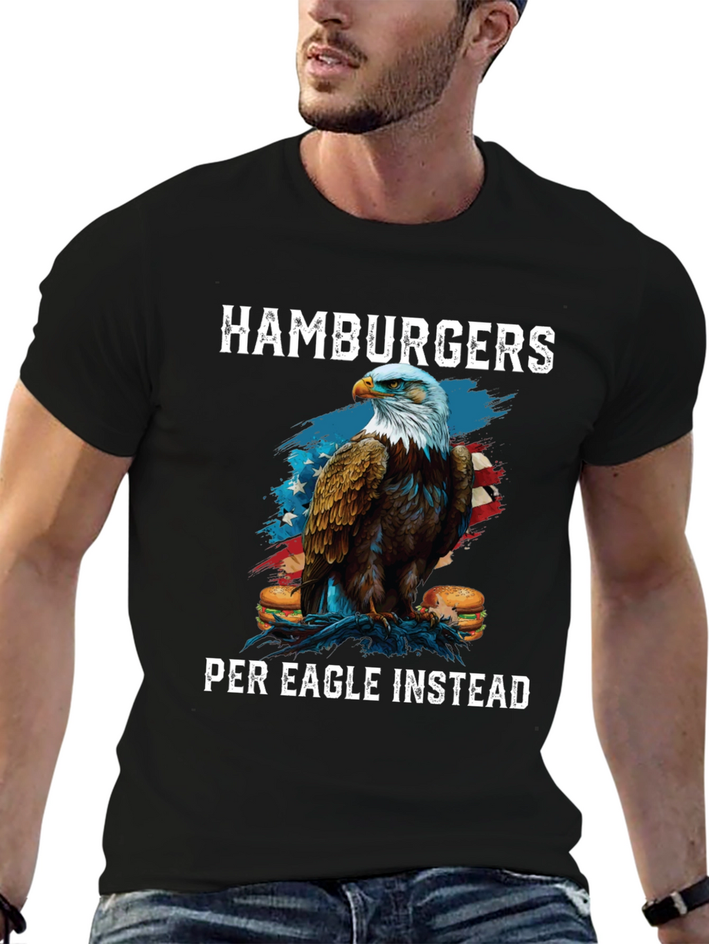 Patriotic Eagle & Hamburgers T-Shirt
