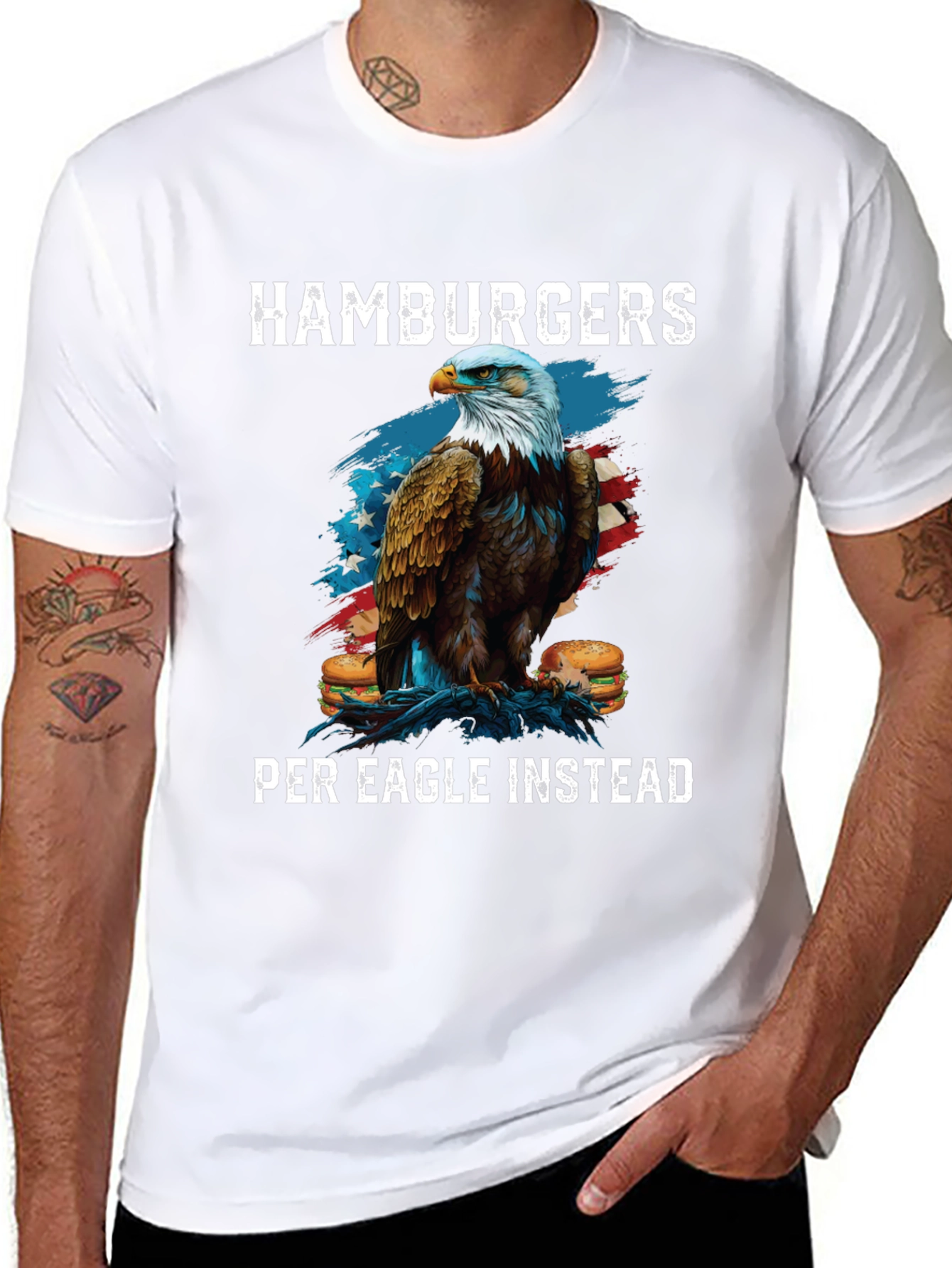 Patriotic Eagle & Hamburgers T-Shirt
