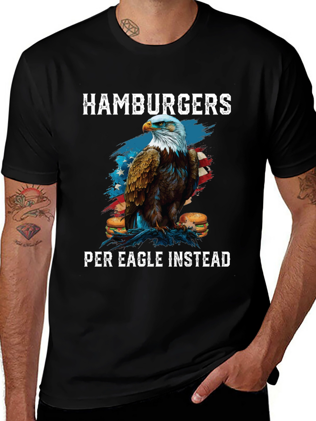 Patriotic Eagle & Hamburgers T-Shirt